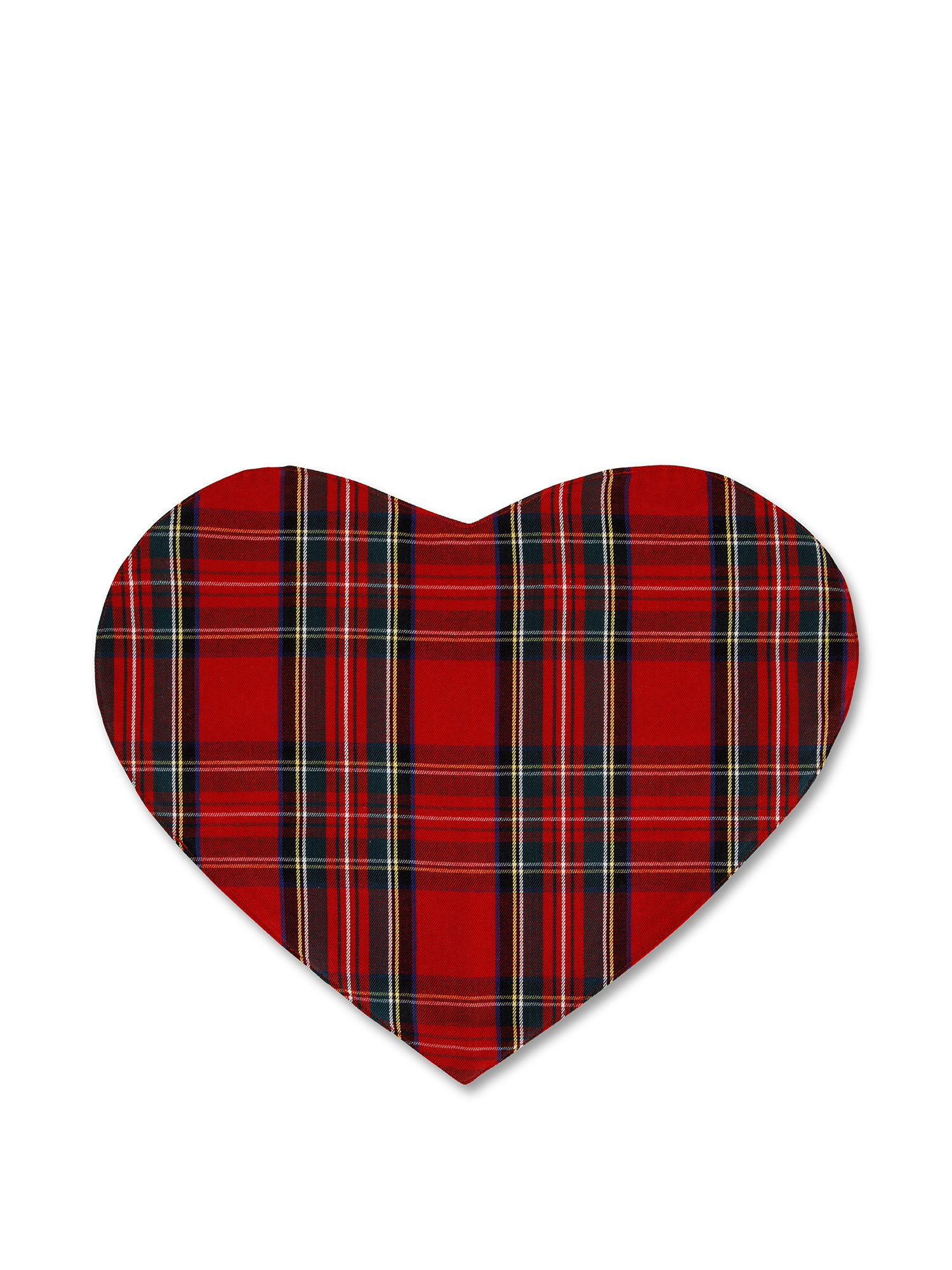 Tovaglietta Cuore Tartan in Twill di Puro Cotone, Rosso, large image number 0