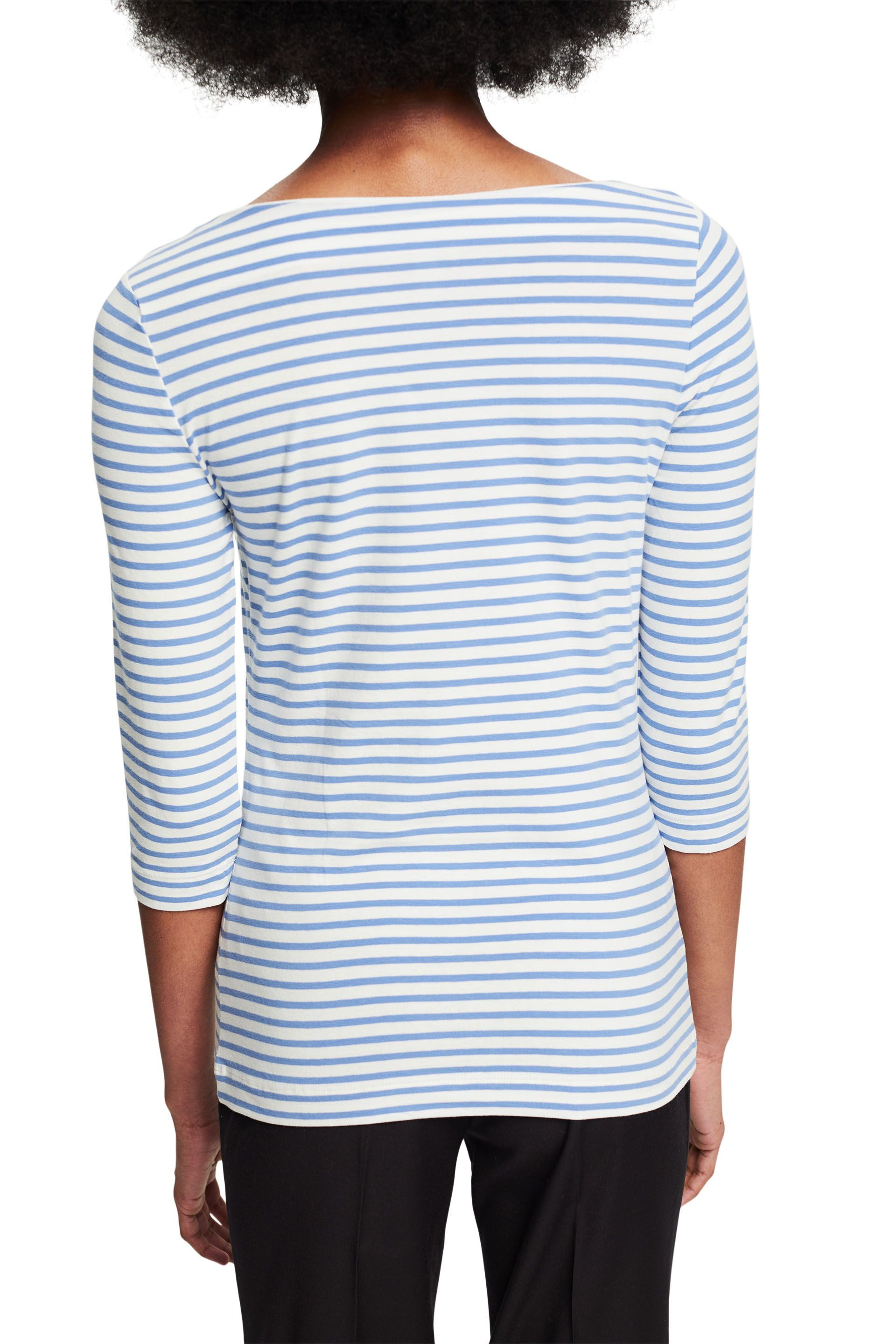 Striped T-shirt with three-quarter sleeves, White, large image number 1