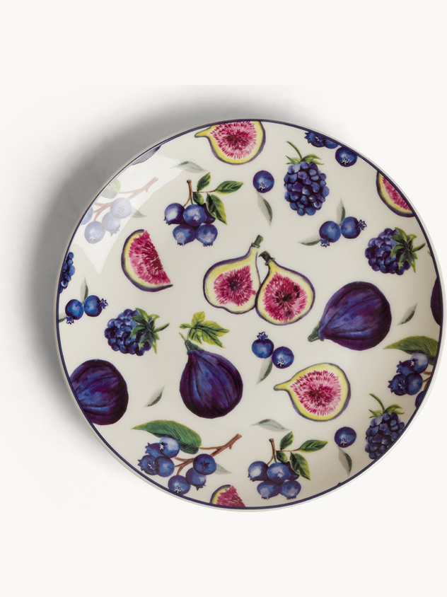 Piatto pane new bone china motivo fichi