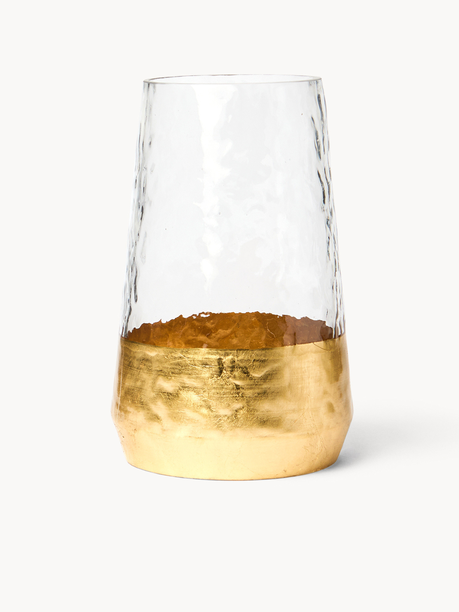 Vaso in vetro con fondo dorato, Trasparente, large image number 0