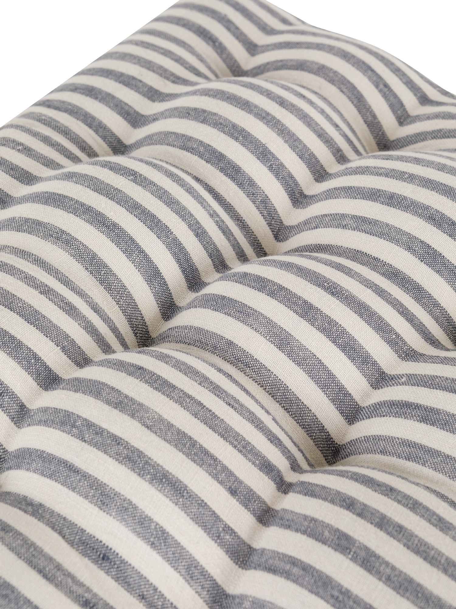 Striped linen chair cushion, Blue, large image number 1