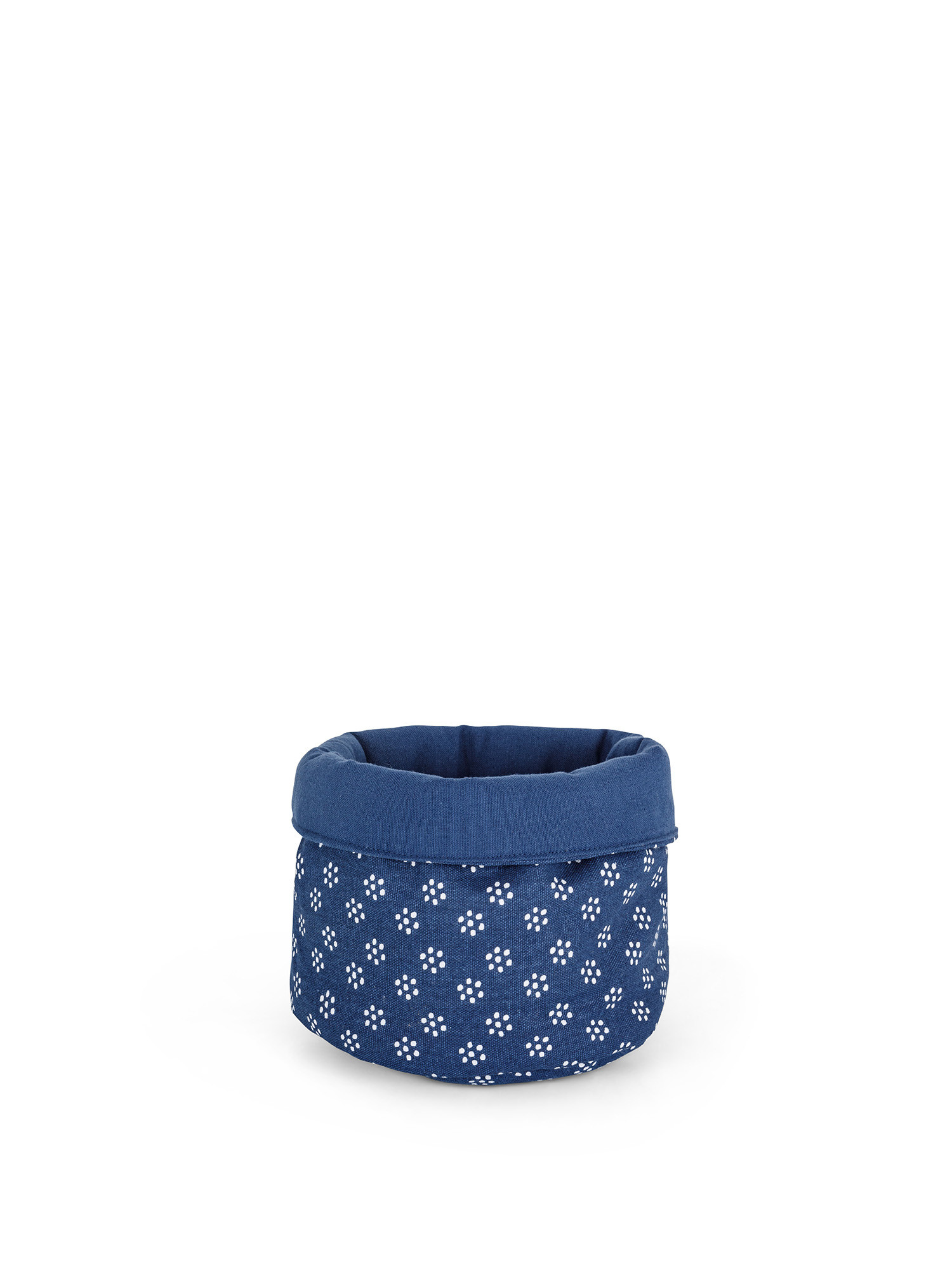 Round 100% cotton basket with dots print, Blue, large image number 0