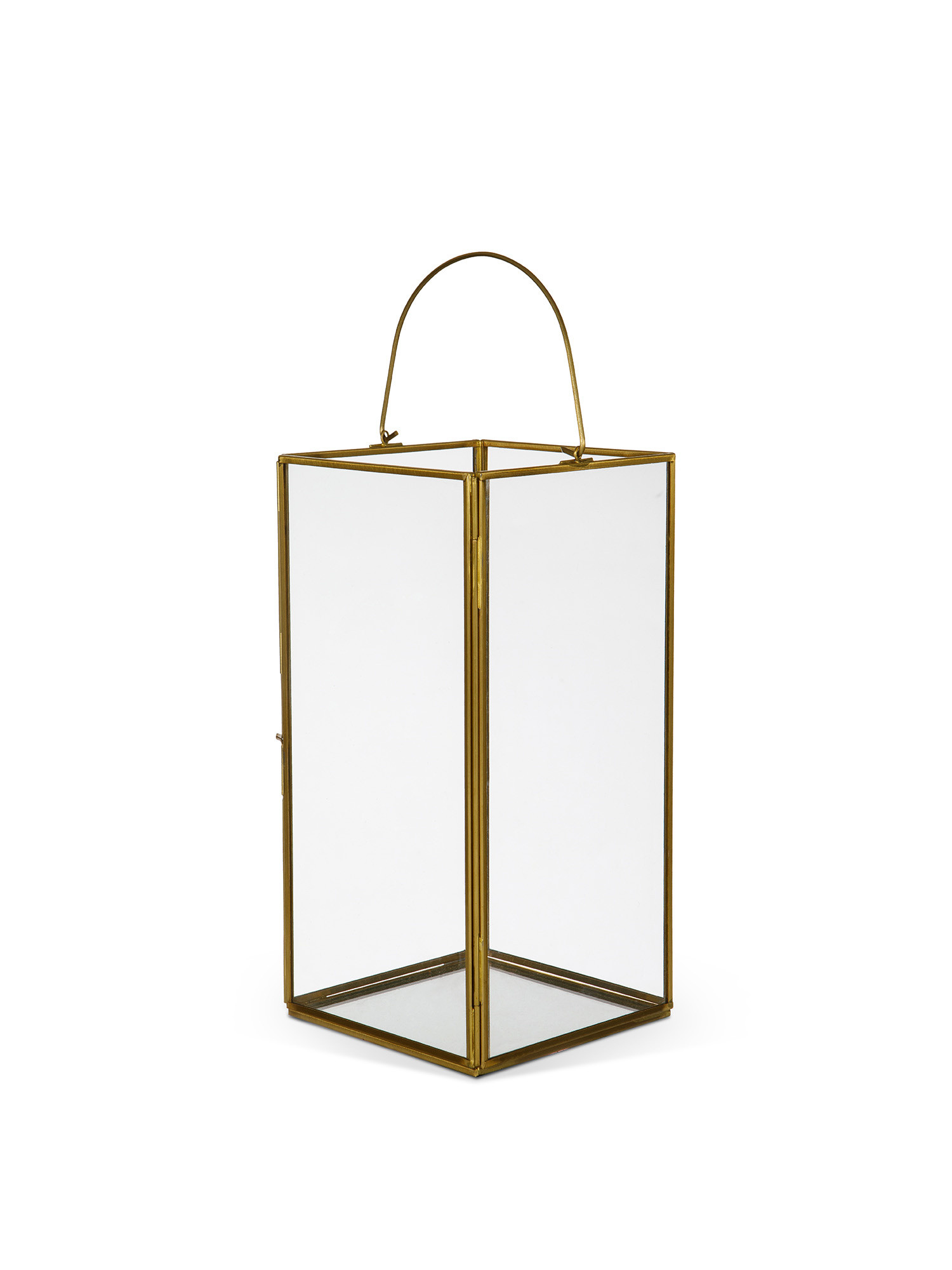 Lanterna in vetro con profili dorati, Oro, large image number 0