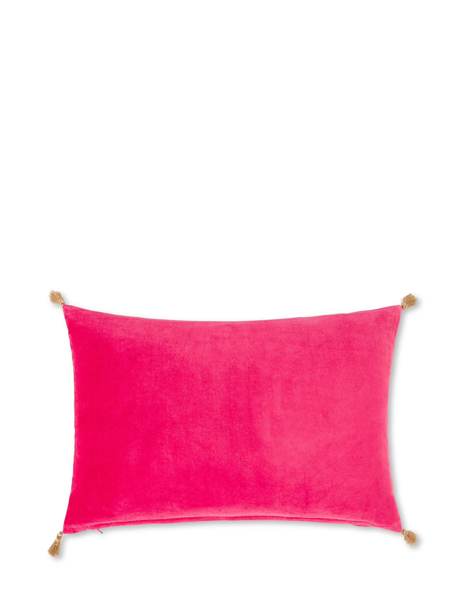 Cuscino velluto con nappine 35X55cm, Rosa fuxia, large image number 0