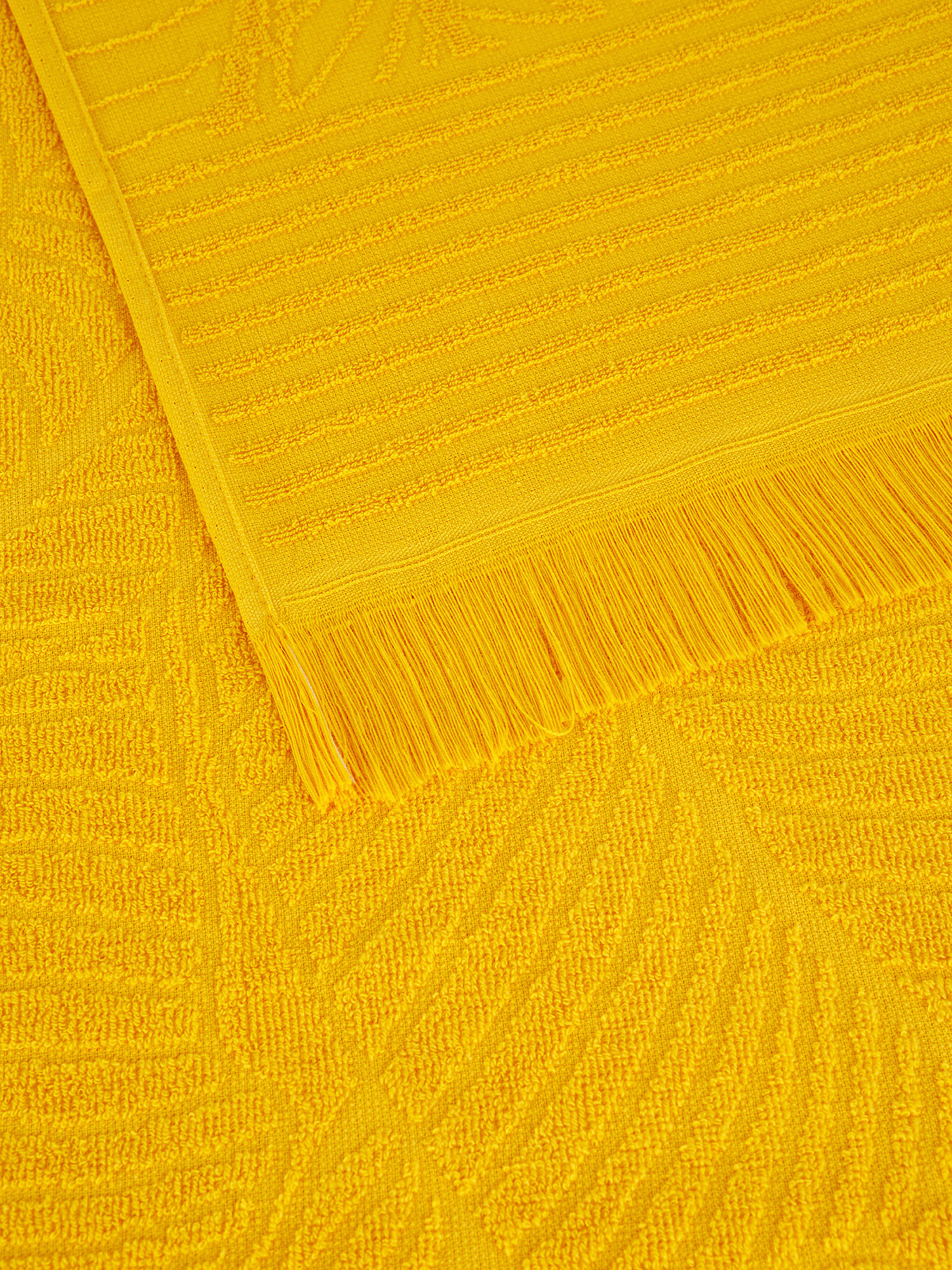 Solid color cotton terry beach towel, Dark Yellow, large image number 1