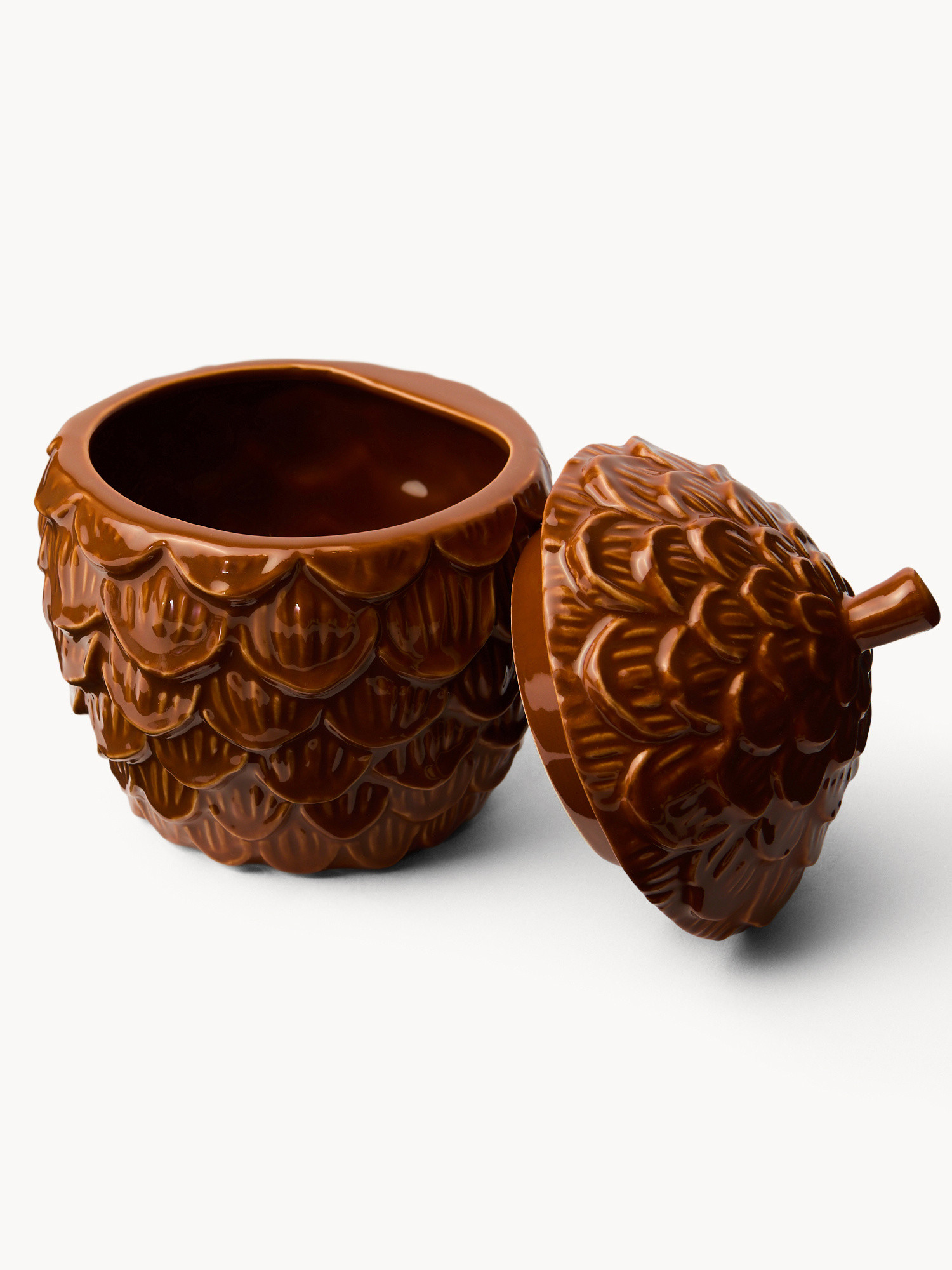 Barattolo in ceramica a pigna, Marrone, large image number 1