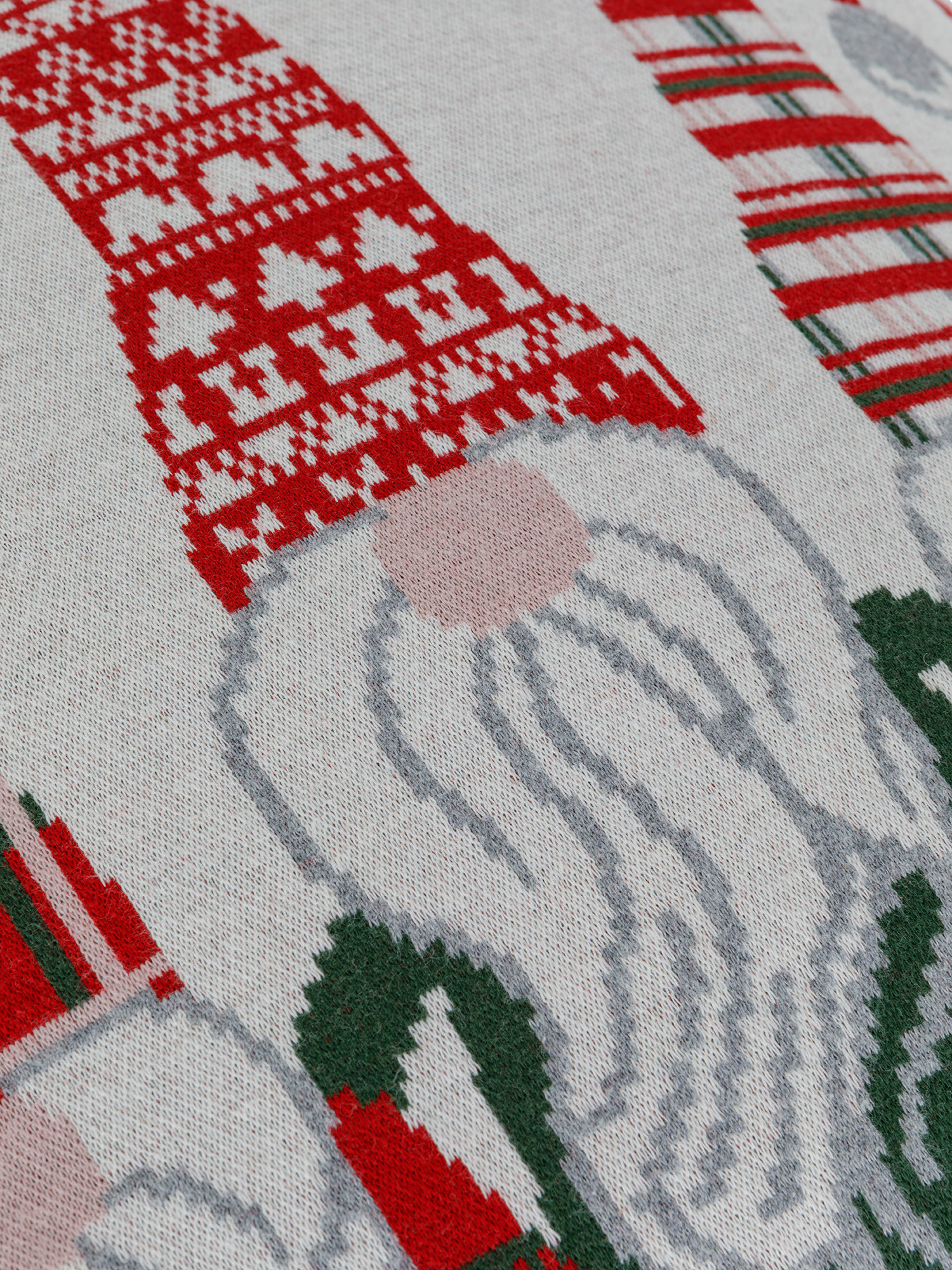 Cuscino in maglia jacquard con gnomi 45x45 cm, Beige chiaro, large image number 1