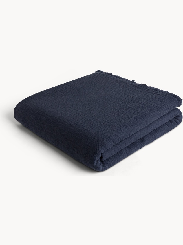 Copriletto in garza di cotone lavato tinta unita