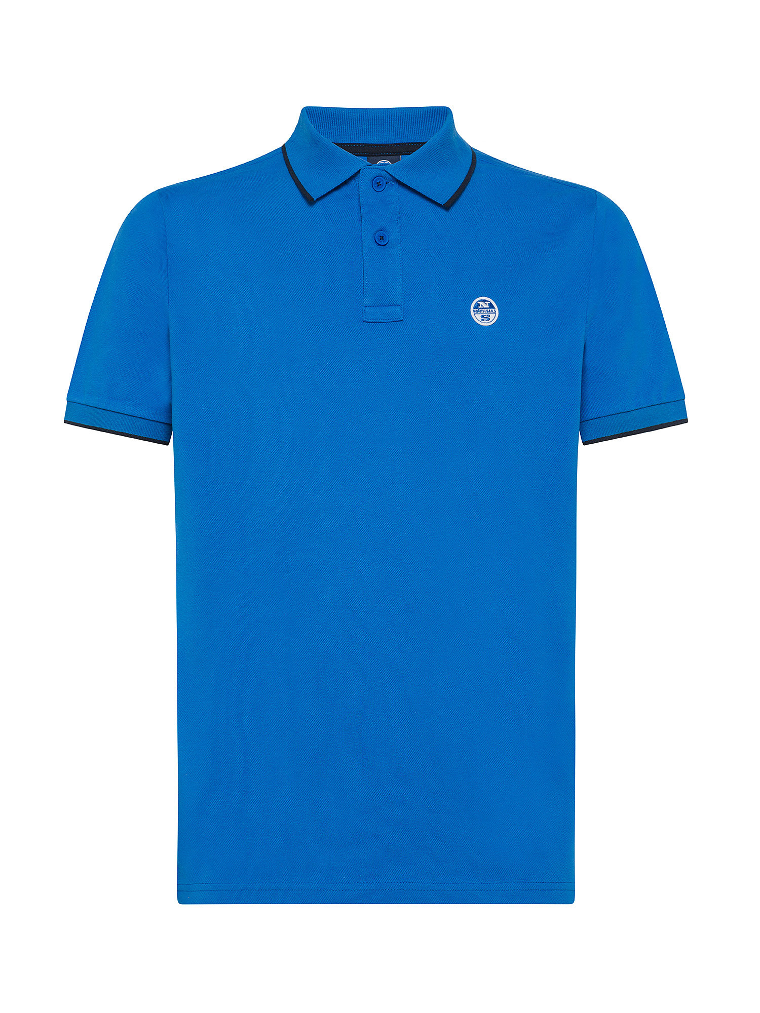North Sails - Organic cotton piqué polo shirt with micrologo, Electric Blue, large image number 0