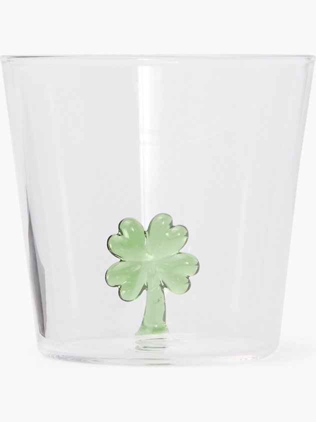 Bicchiere in vetro borosilicato dettaglio quadrifoglio