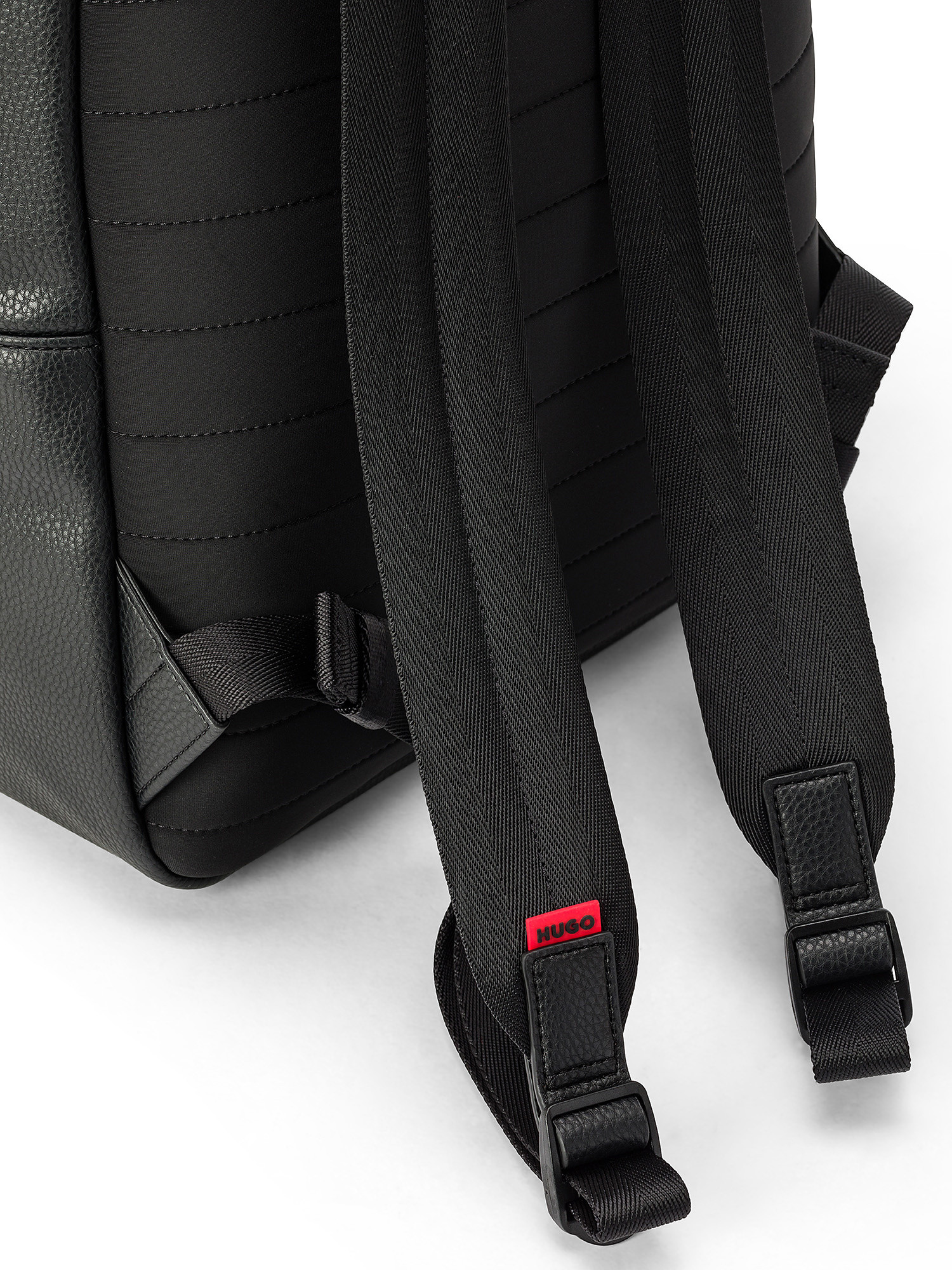 Hugo - Ecoleather backpack with logo, Black, large image number 2