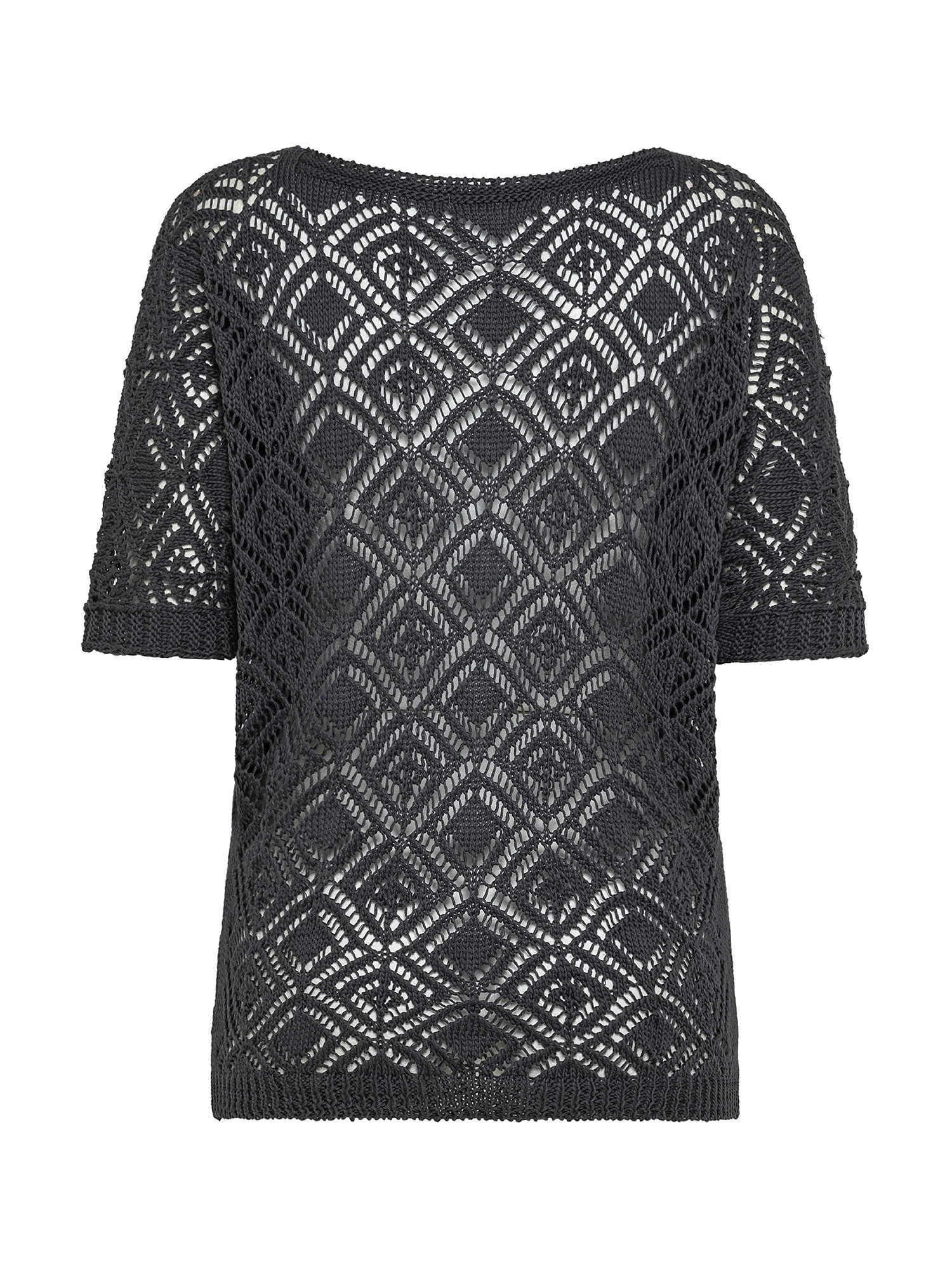 Patterned stitch kimono sweater, Black, large image number 1