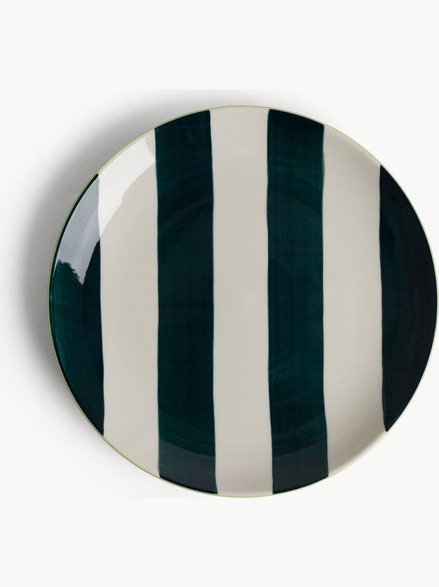 Piatto frutta in ceramica a righe