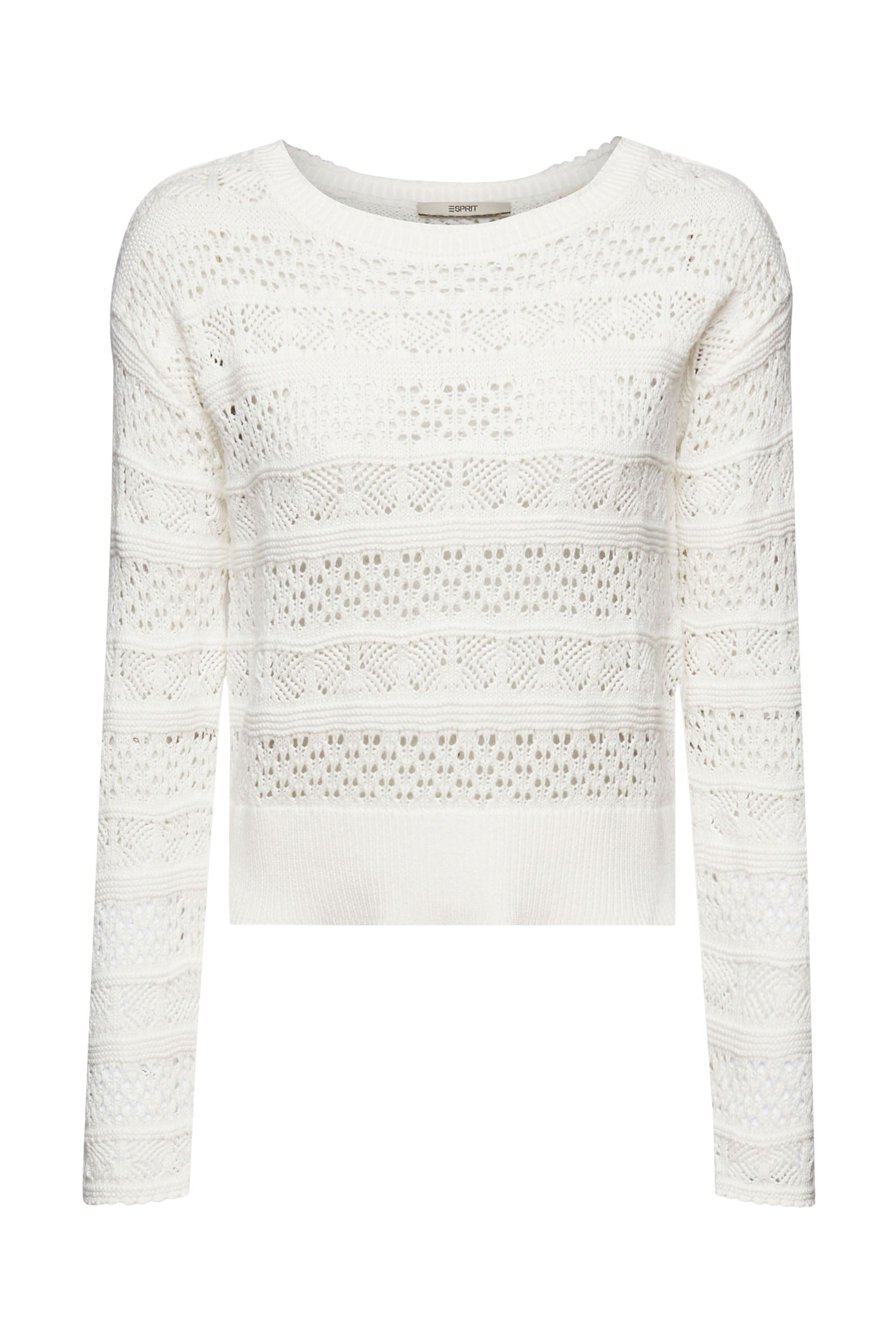 Esprit - Knitted pullover in cotton, White, large image number 0