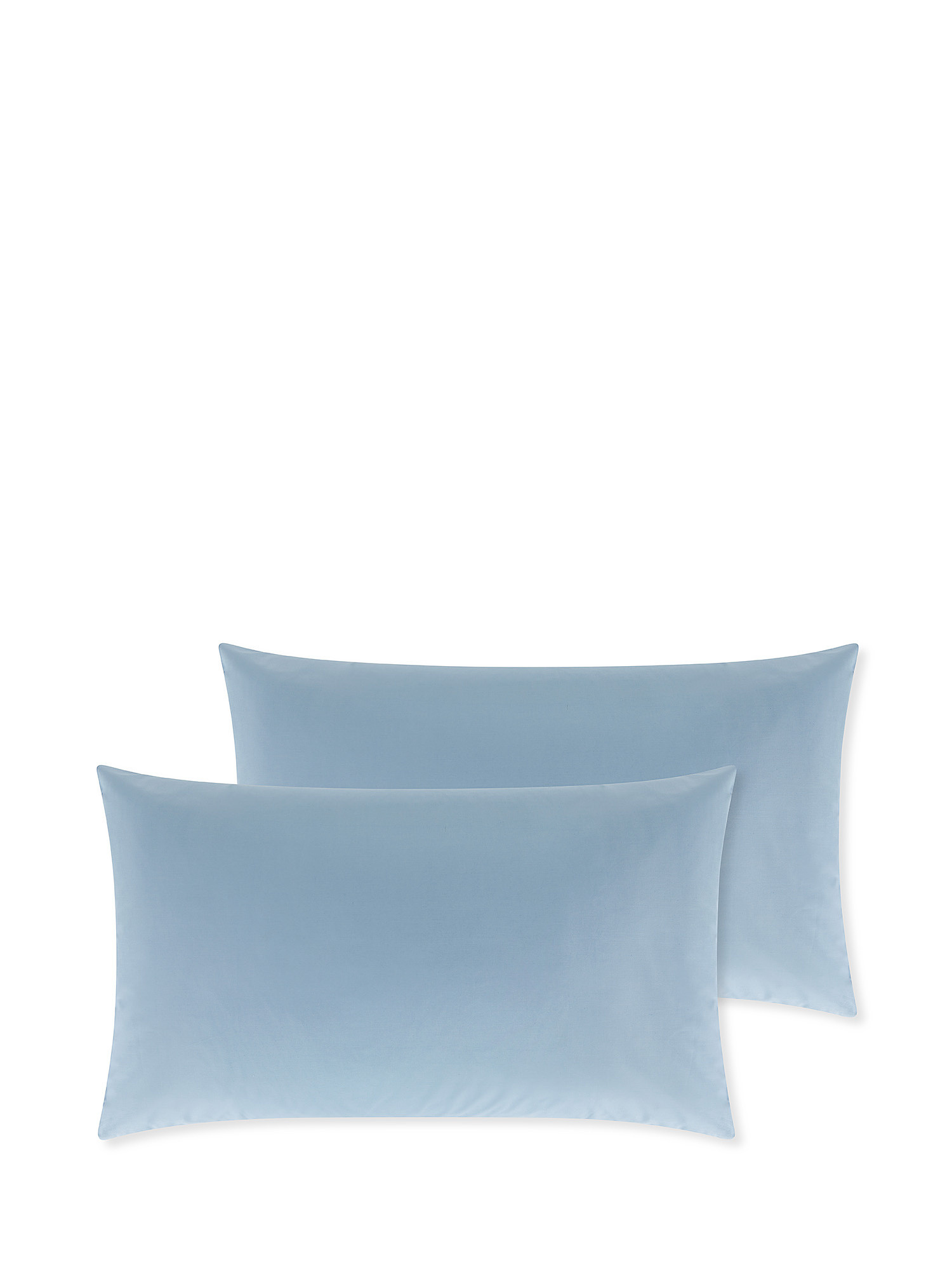 Set of 2 solid color cotton percale pillowcases, Light Blue, large image number 0