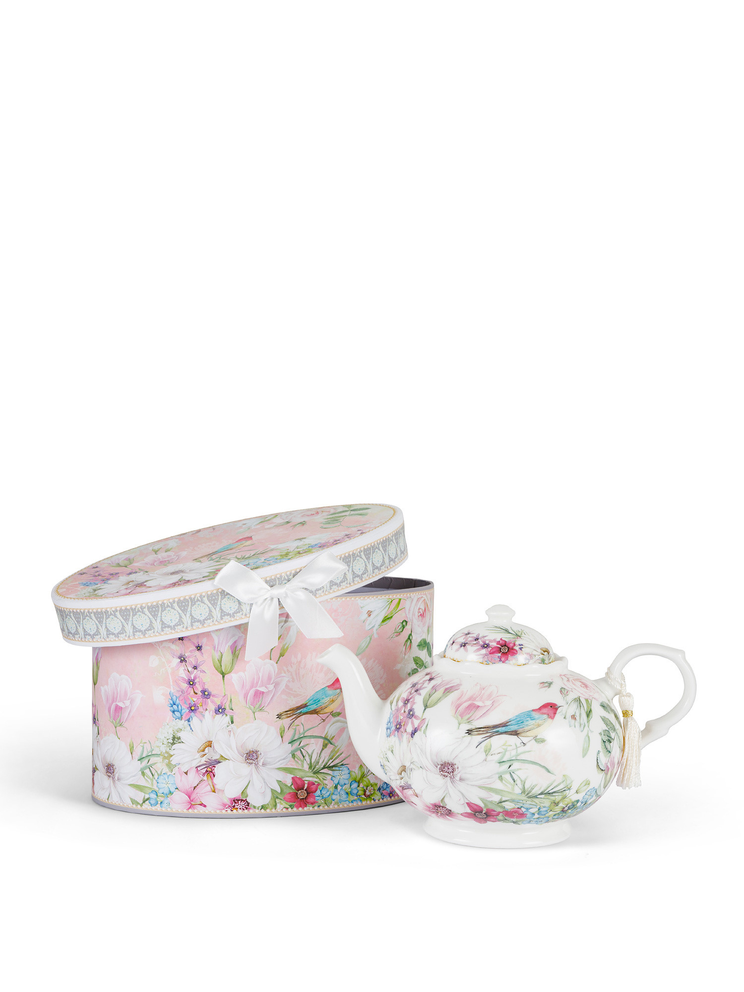 New bone china teapot with bird motif, Pink, large image number 0