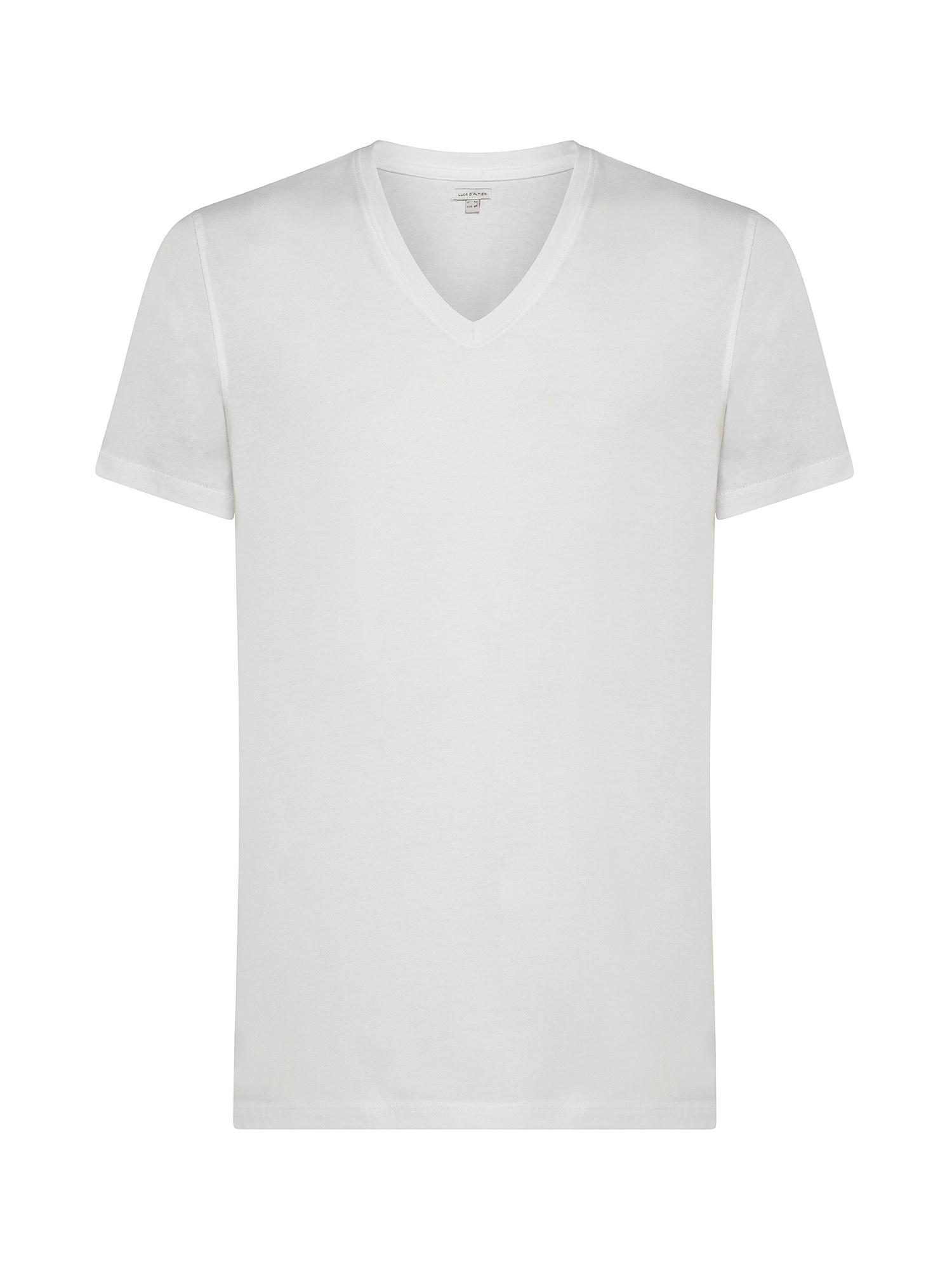 Luca D'Altieri - T-shirt scollo a V cotone supima, Bianco, large image number 0