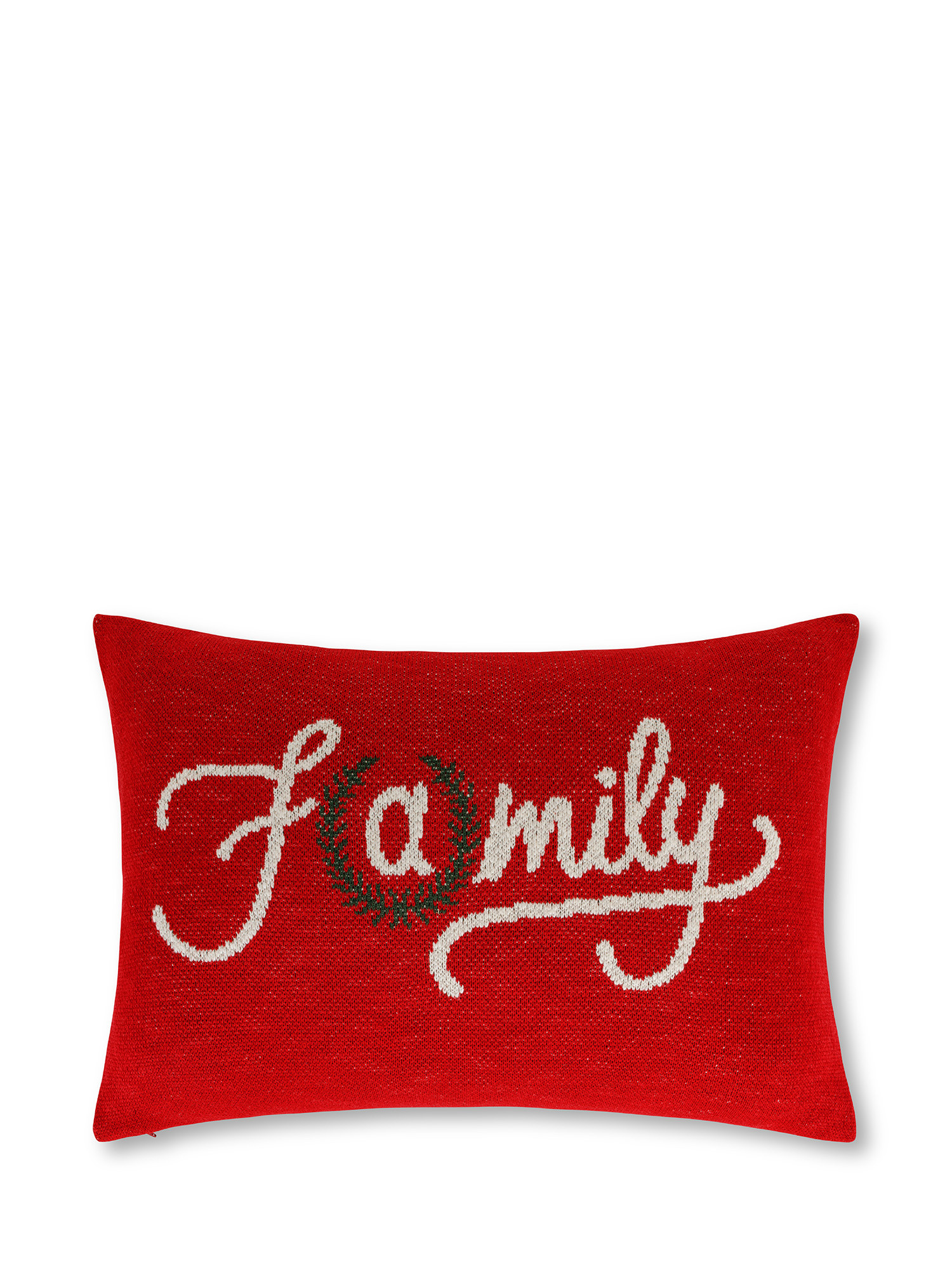 Jacquard knit cushion with writing 40x60 cm, Red, large image number 0