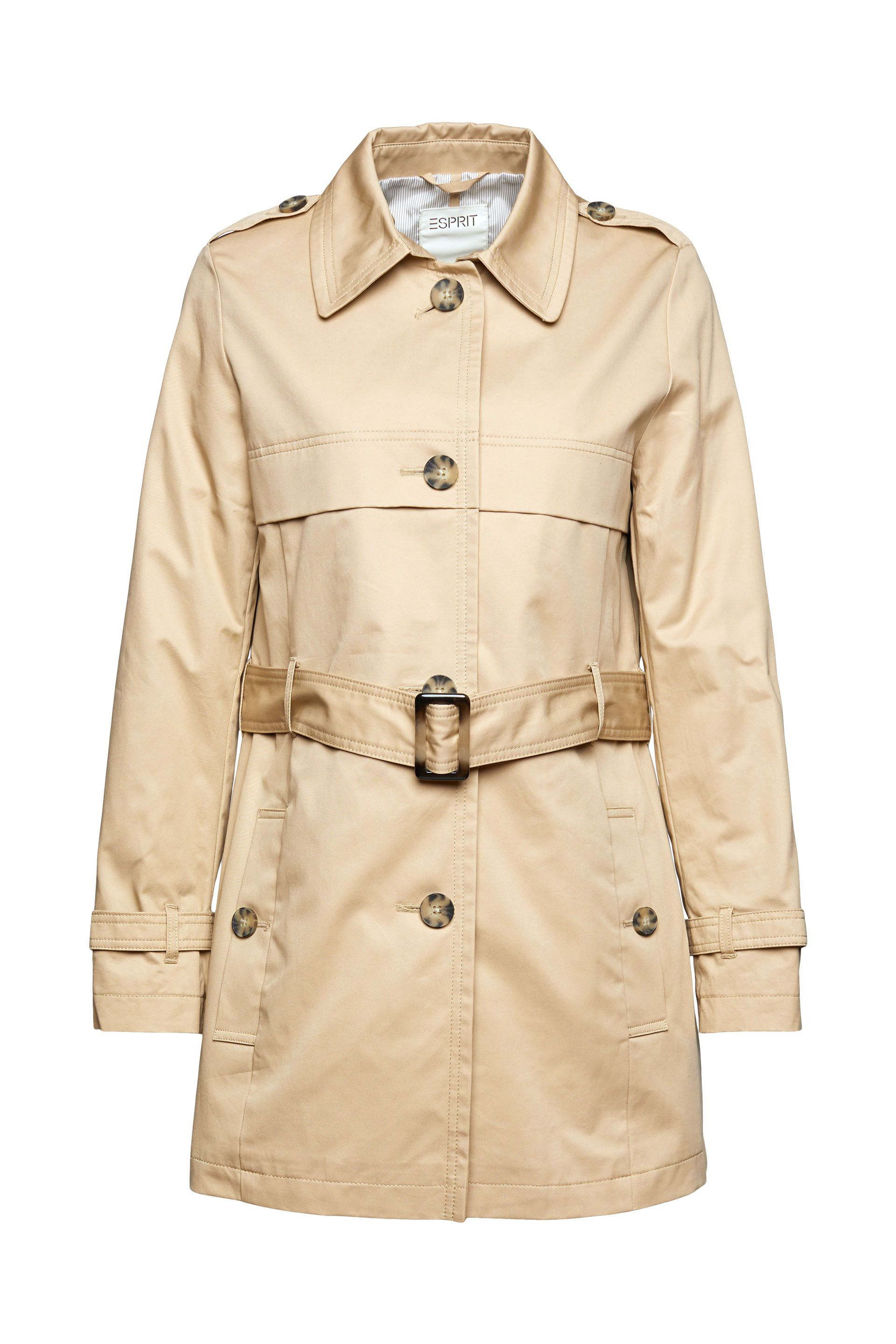 Trench con cintura, Beige, large