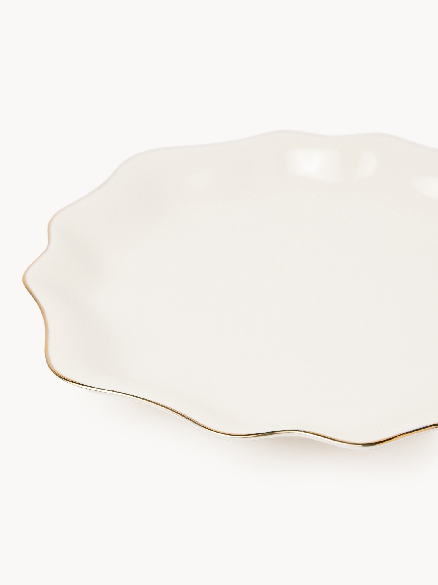 Porcelain fruit plate with gold rim, White/Gold, large image number 0