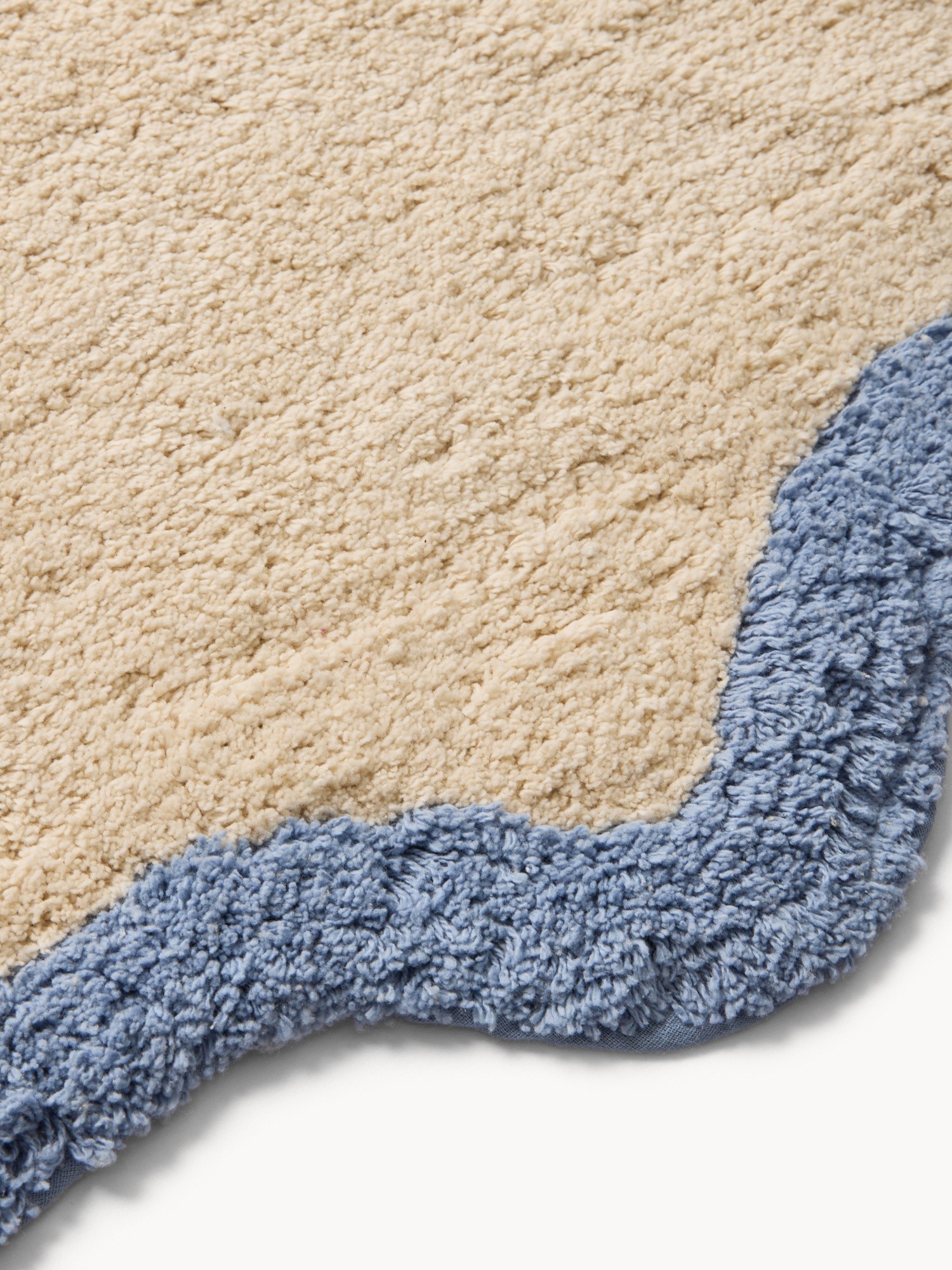 Round tufted cotton bath mat, Bianco/Azzurro, large image number 1