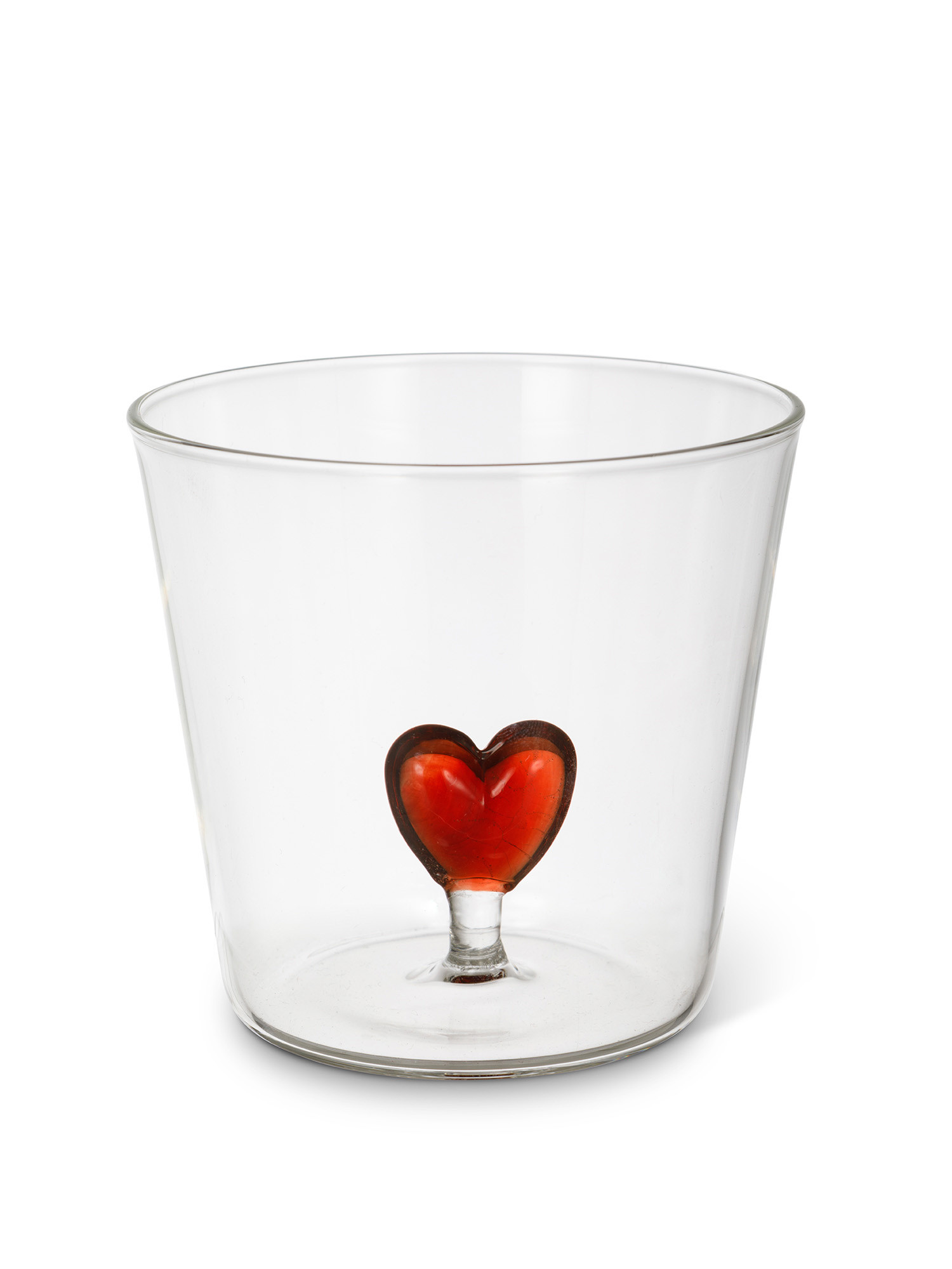 Bicchiere in vetro dettaglio cuore, Trasparente, large image number 1