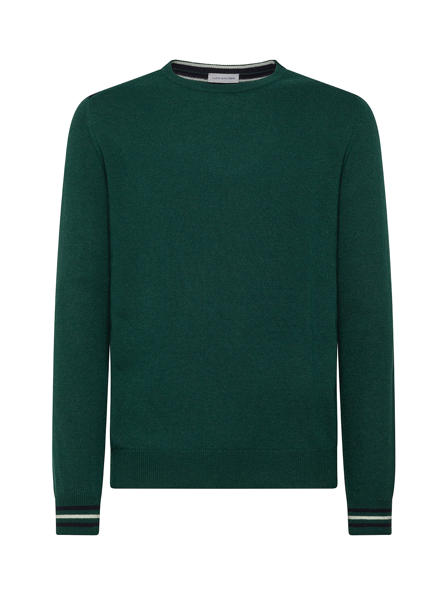 Crewneck sweater with Blend cashmere insert, Green, large image number 0