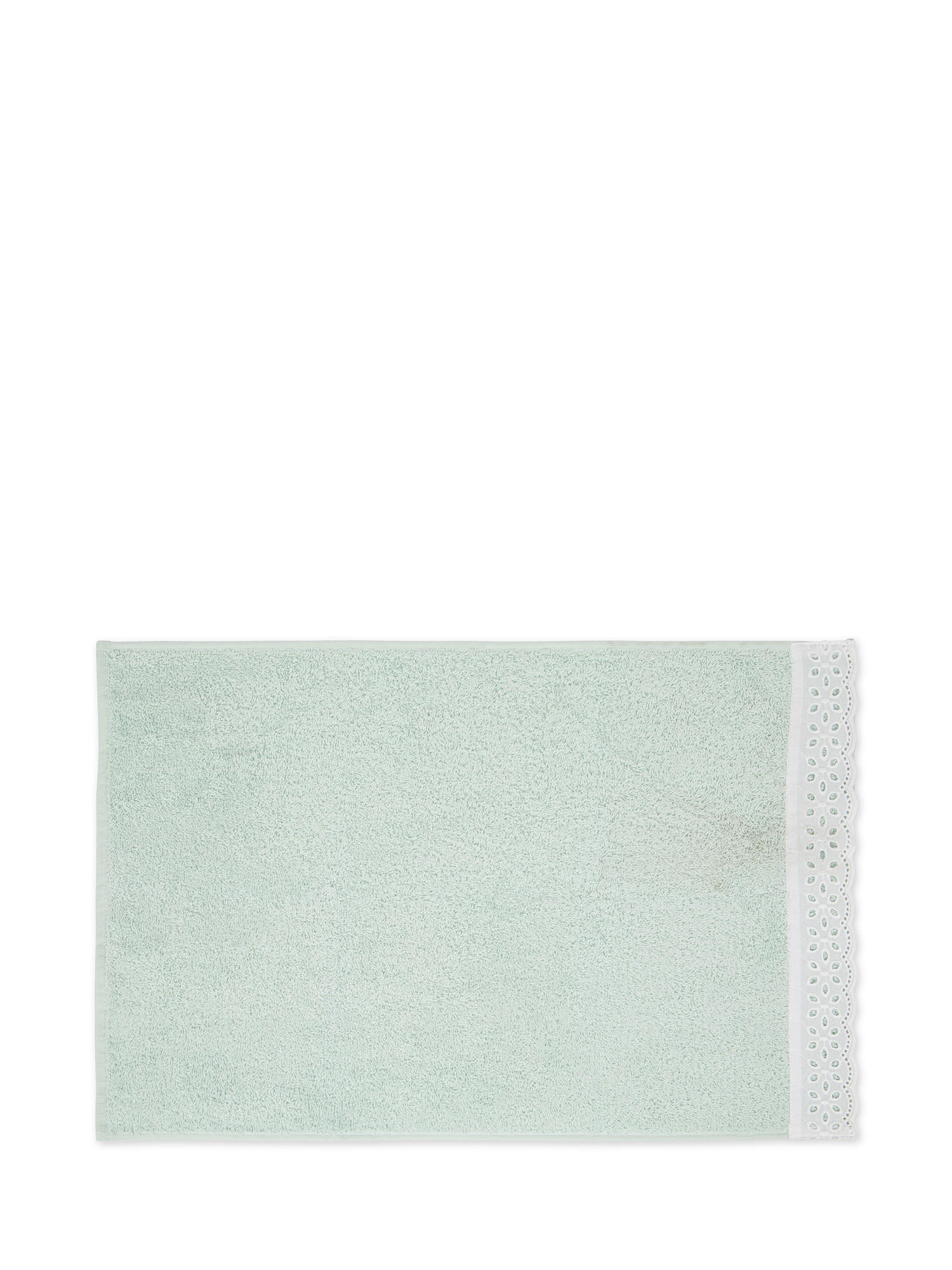 Asciugamano in spugna di cotone con bordo Sangallo, Verde salvia, large image number 1