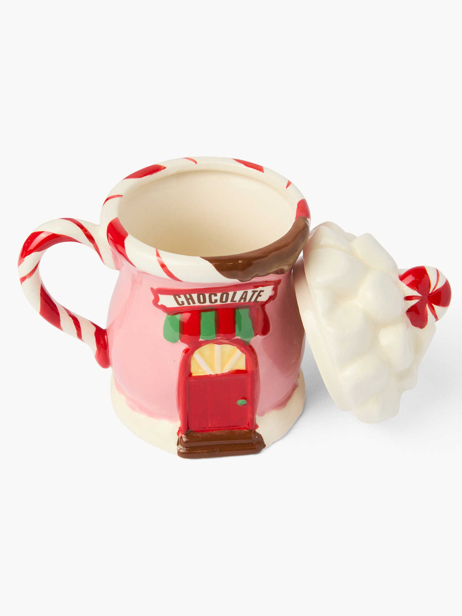 Mug in ceramica a forma di casetta, Rosa, large image number 1