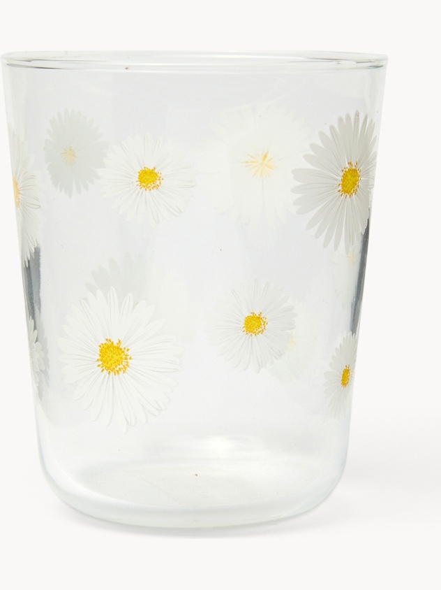 Bicchiere in vetro borosilicato dettaglio margherite