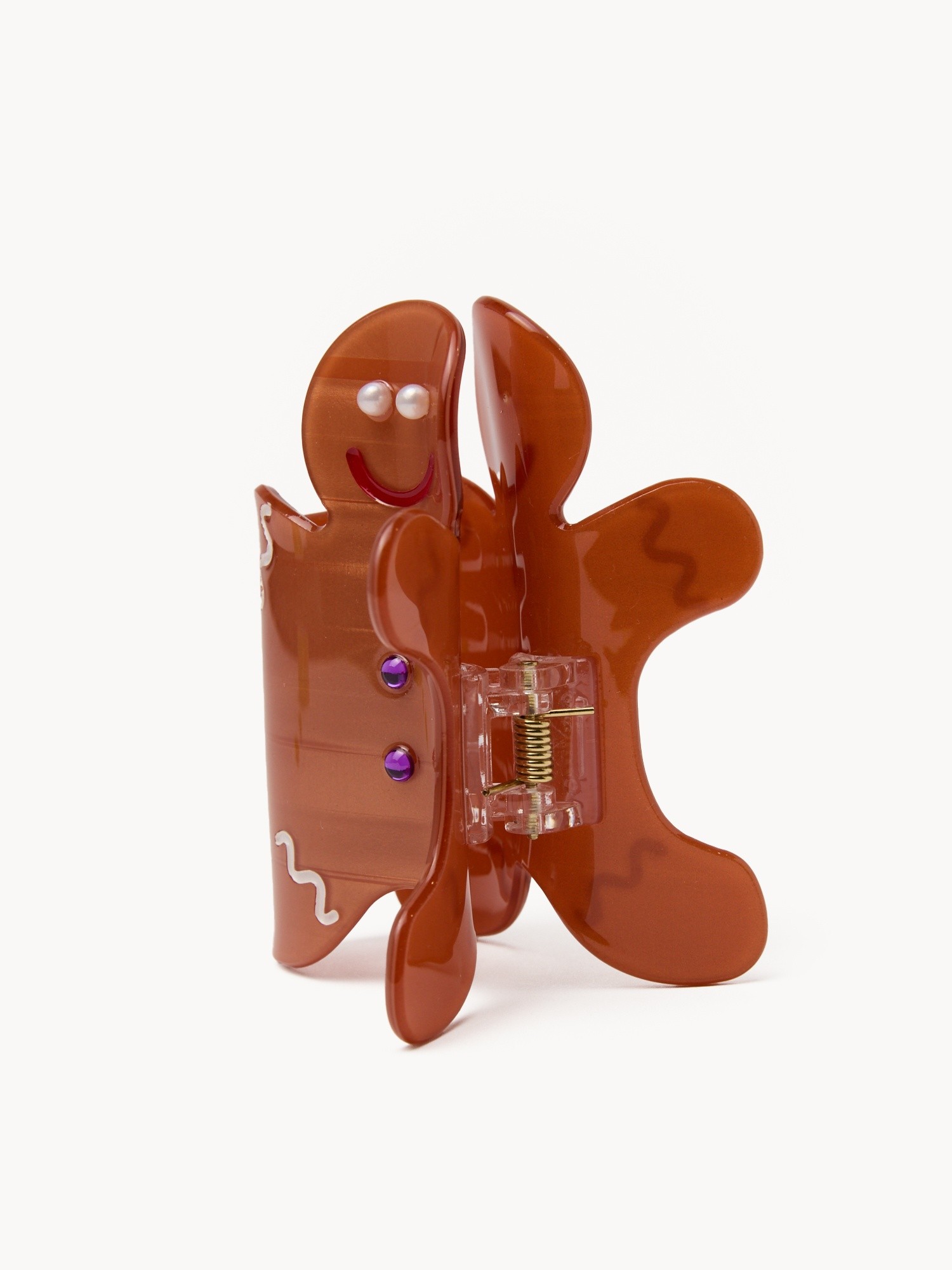 Gingerbread man-shaped hair clip, Hazelnut Brown, large image number 0