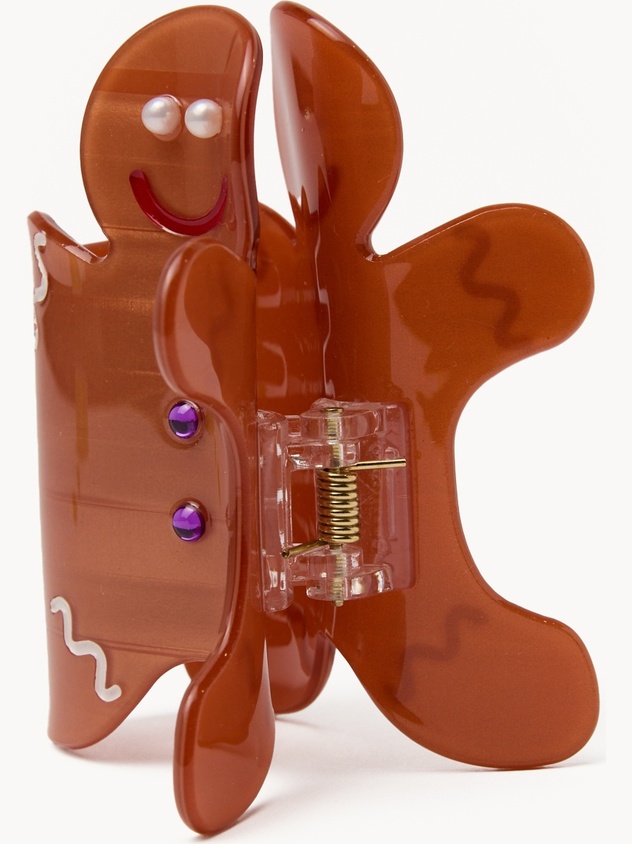 Gingerbread man-shaped hair clip