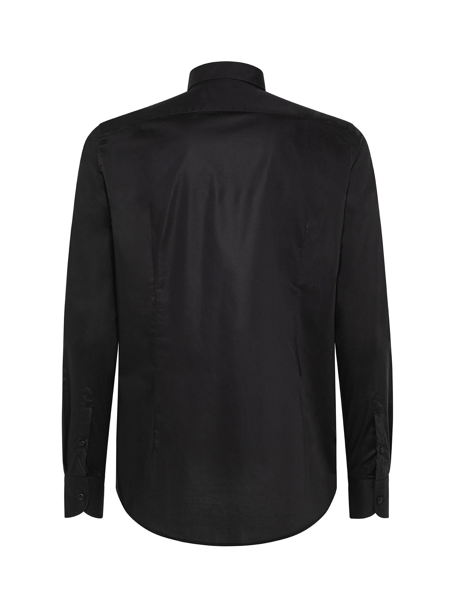 Camicia slim fit in cotone elasticizzato, Nero, large image number 2