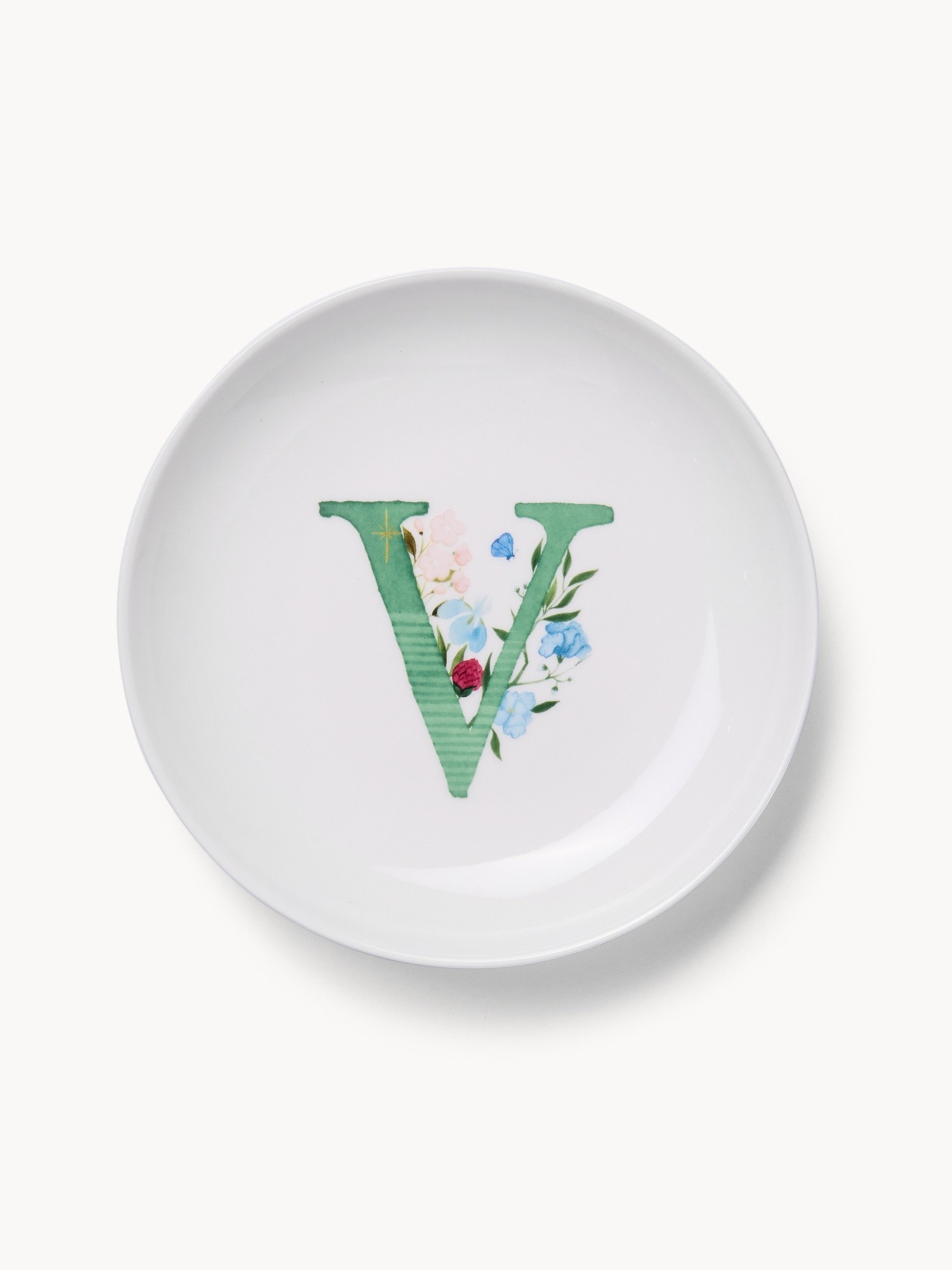 Piattino pane in new bone china lettera V, Bianco 1, large image number 0