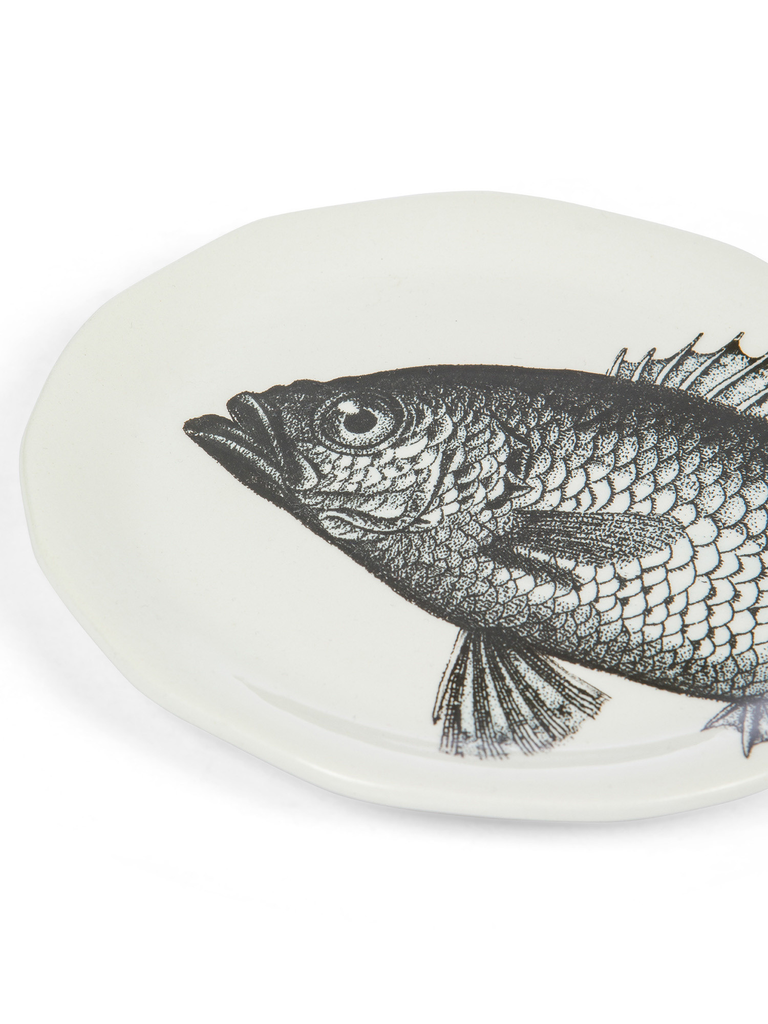 Piatto pane disegno pesce, Bianco/Nero, large image number 1