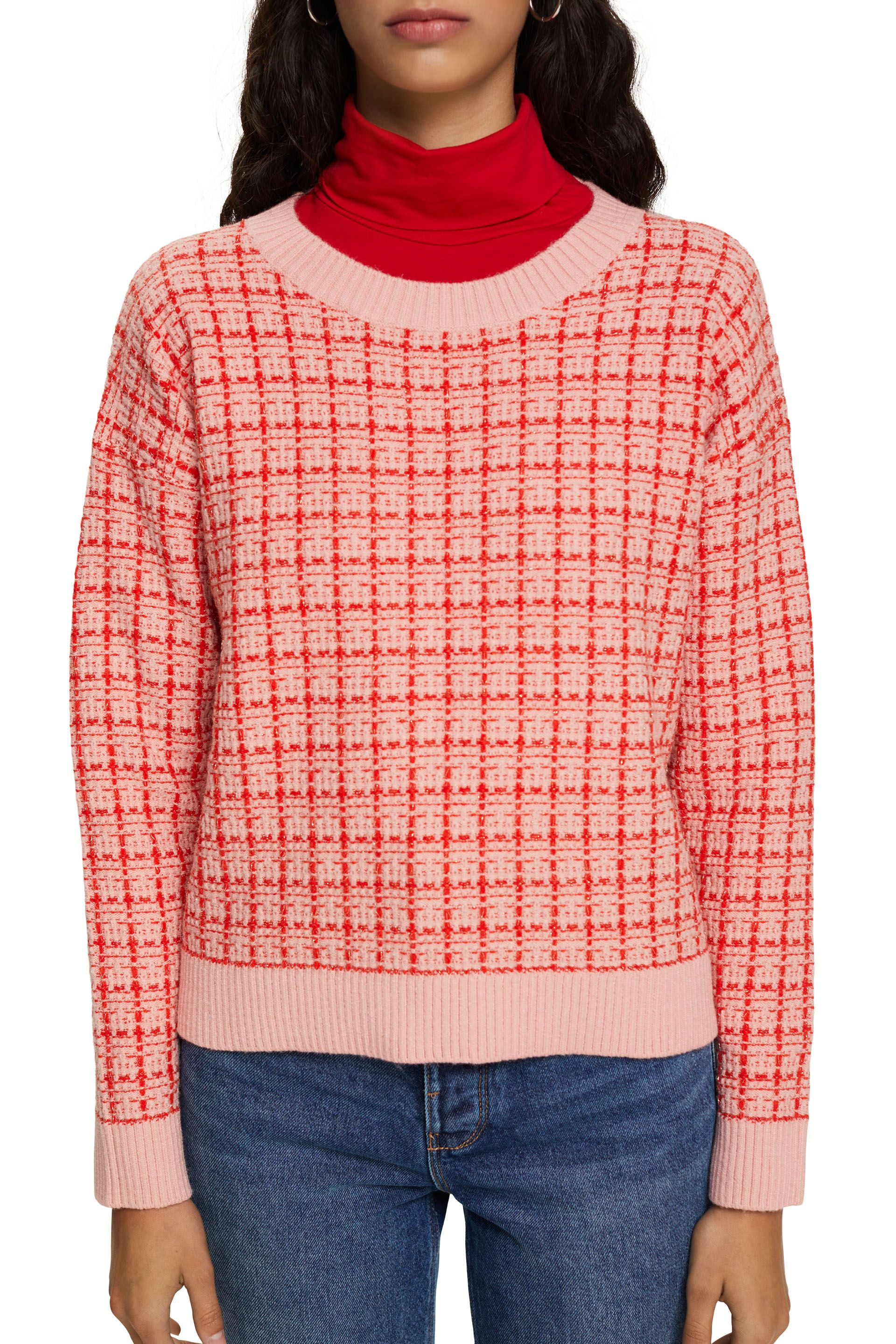 Esprit - Checked pullover, Pink, large image number 1