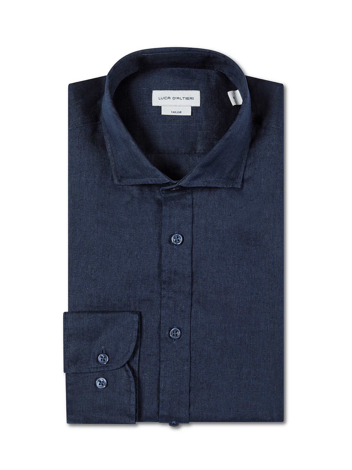Luca D'Altieri - Tailor fit shirt in pure linen, Dark Blue, large image number 2