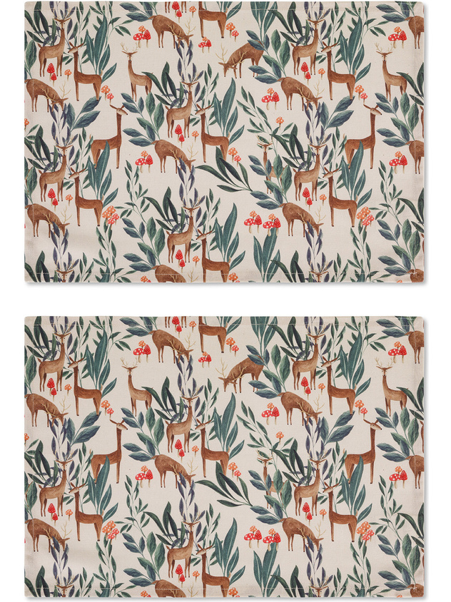 Set 2 tovagliette panama di cotone stampa cerbiatto