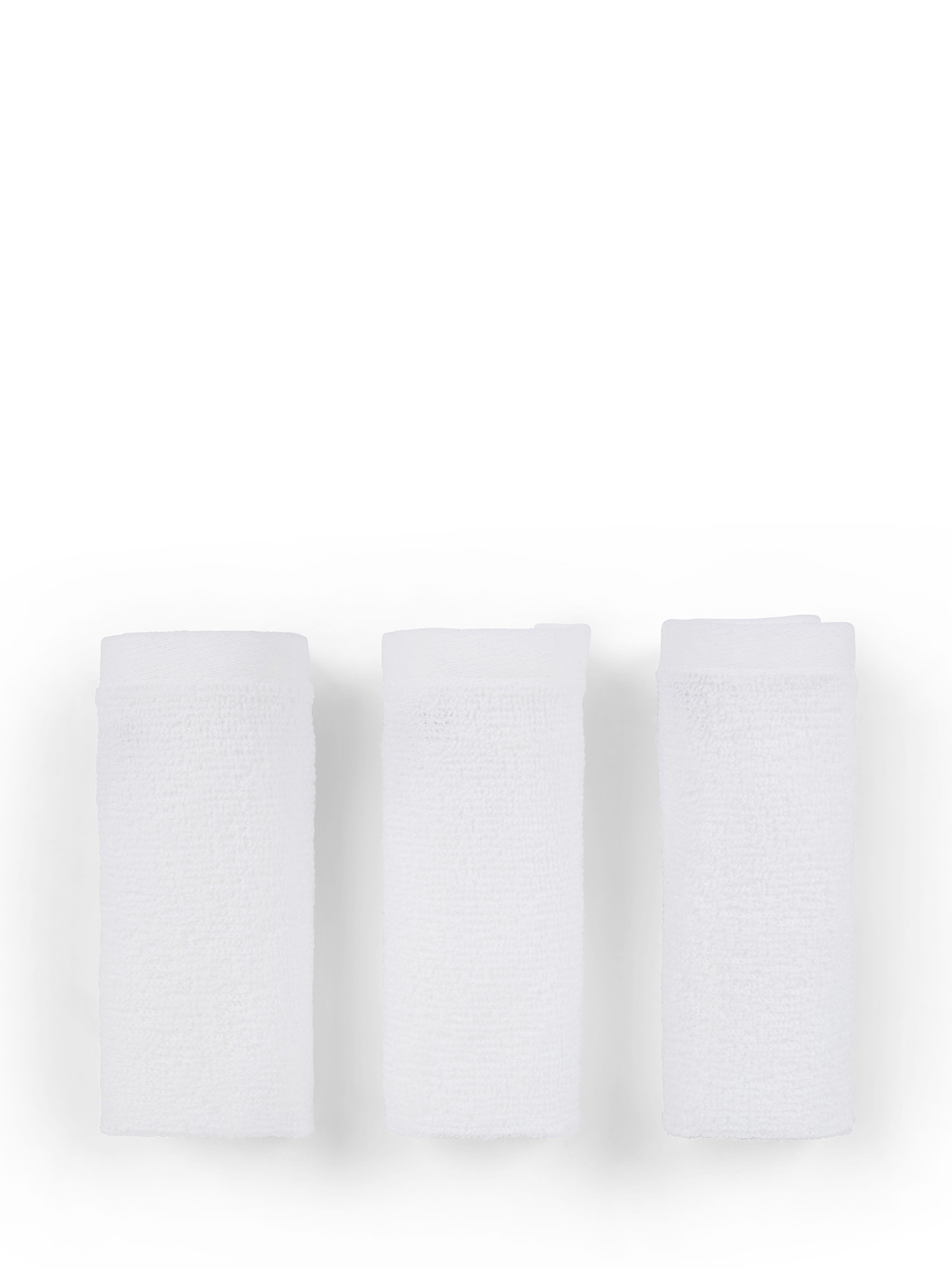 Set di 3 lavette in spugna di puro cotone tinta unita, Bianco, large image number 1