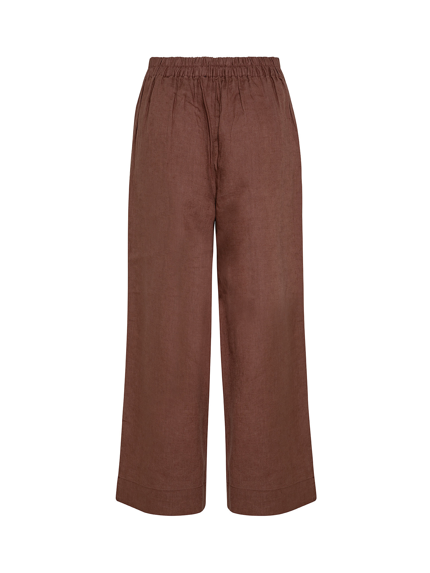 Pure linen trousers with slits, Brown, large image number 1