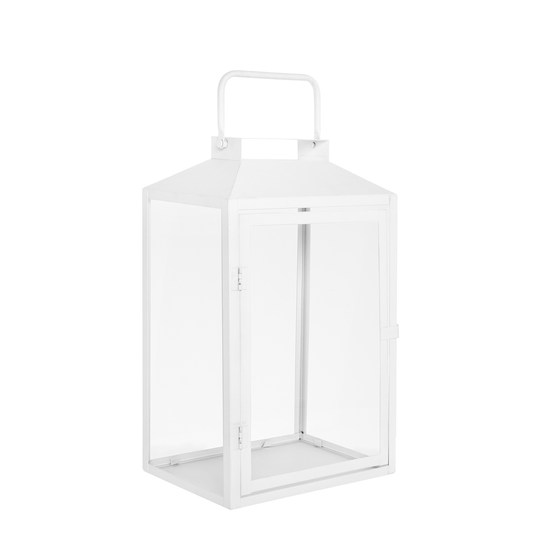 Lanterna vetro e metallo bianco, Bianco, large image number 0