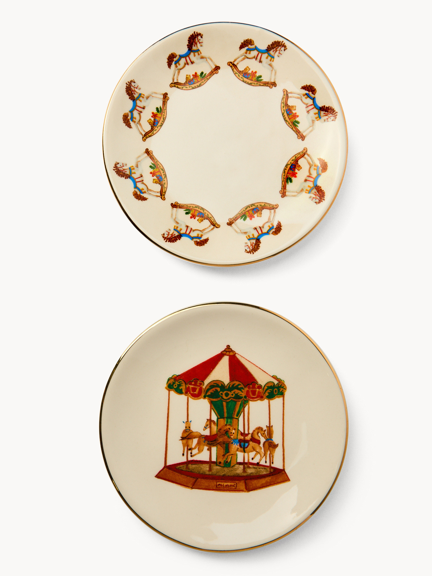 Decorated stoneware bread plates, Multicolor, large image number 0