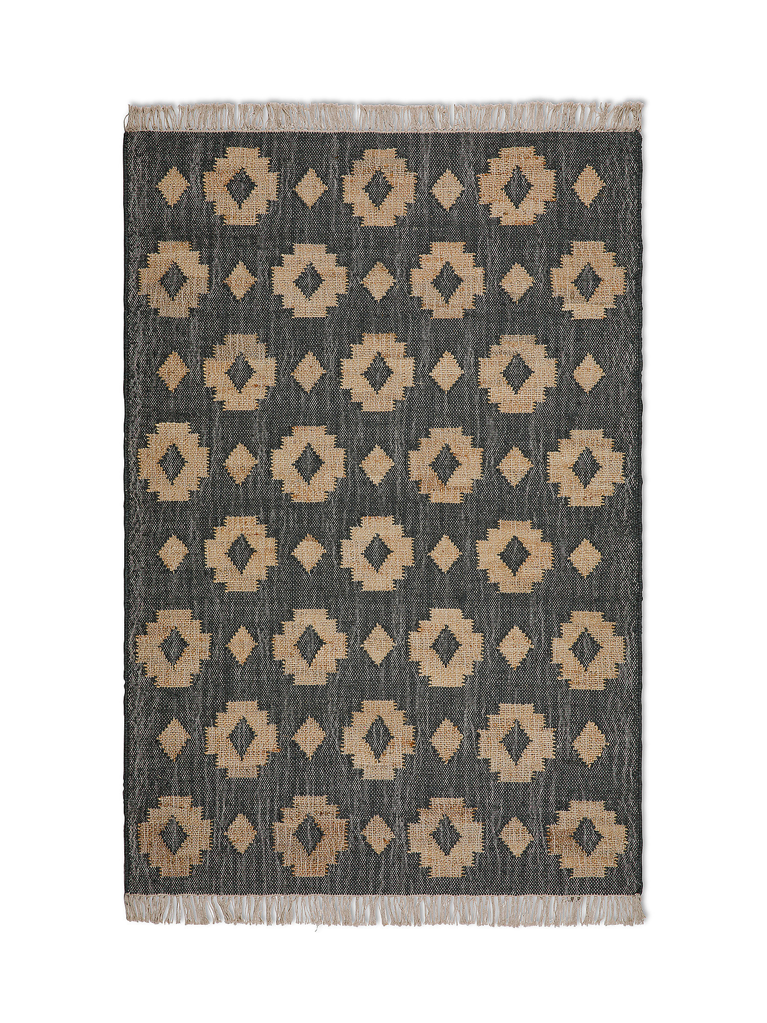 Jute rug with geometric motif, Grey, large image number 0