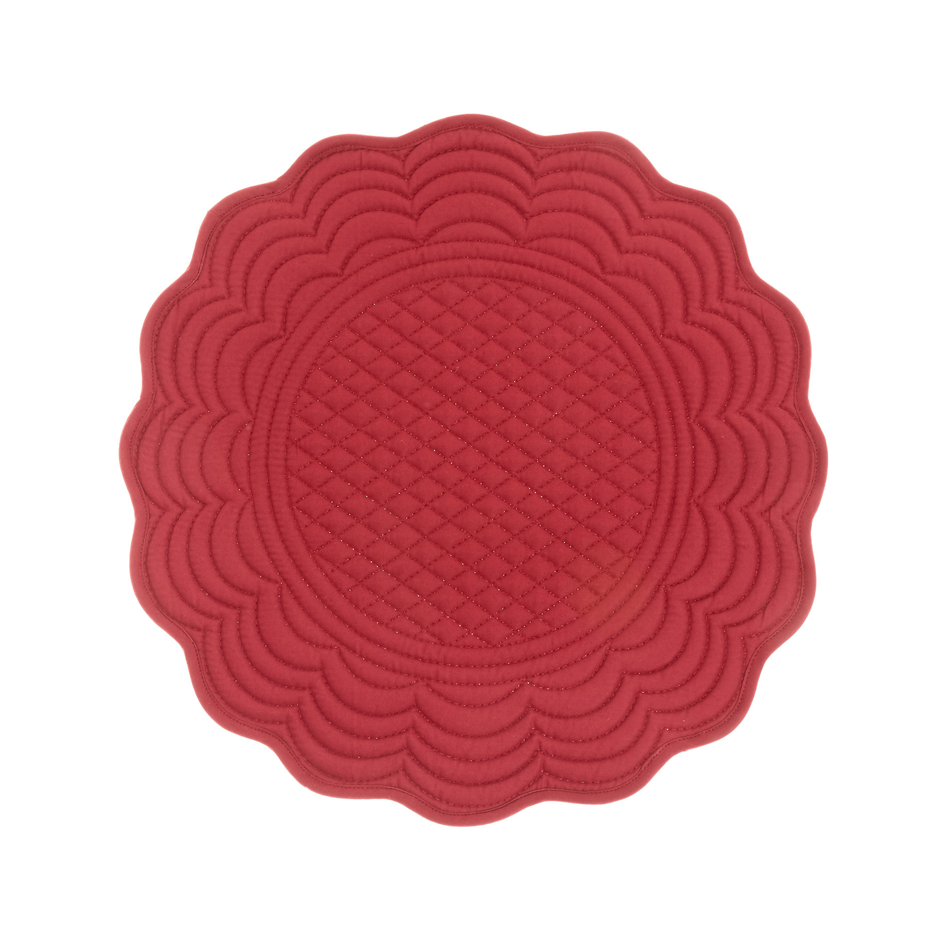 Round solid colour table mat in 100% cotton, Dark Red, large image number 0