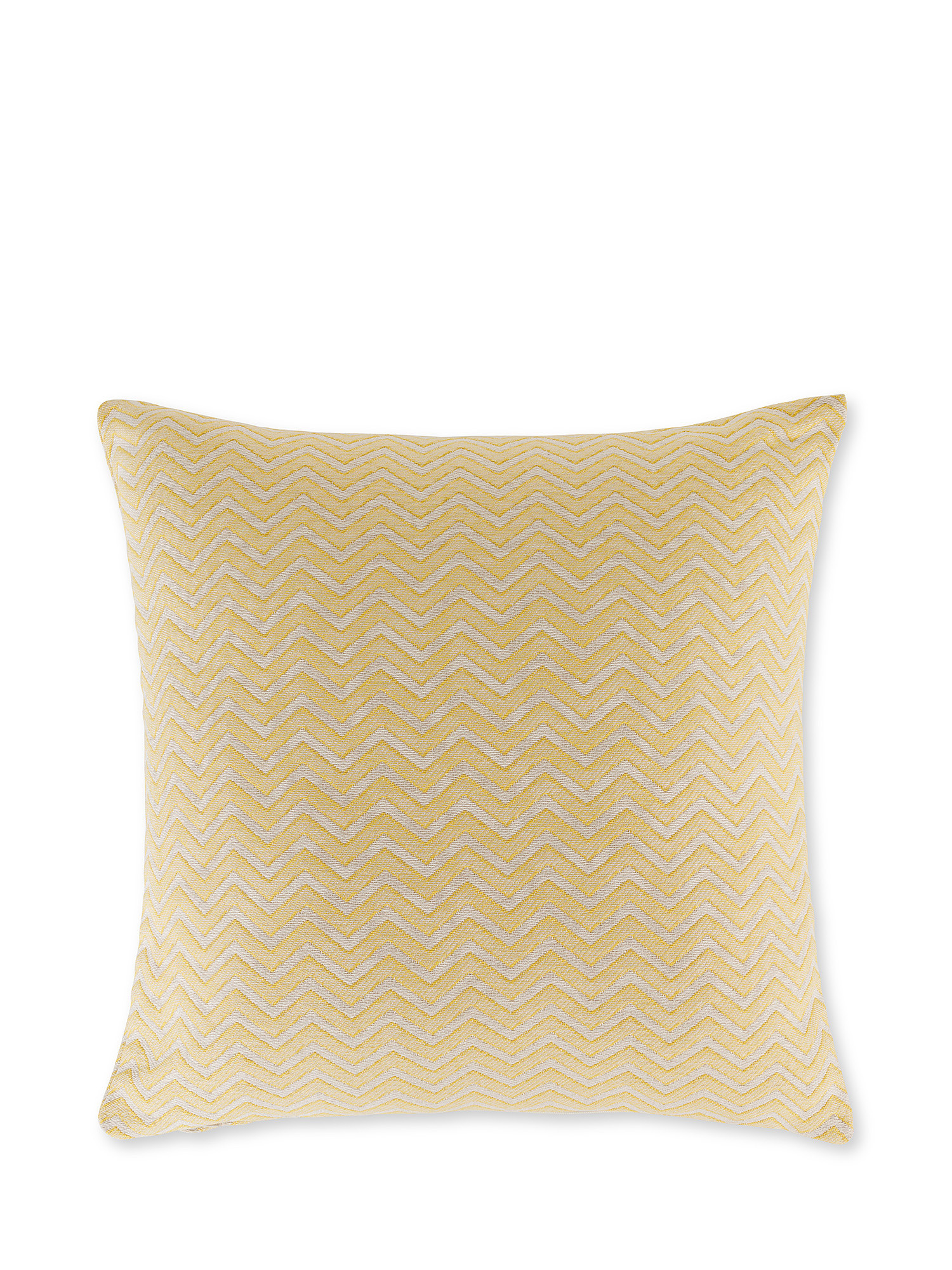 Jacquard cushion with zigzag motif 45x45cm, Yellow, large image number 0