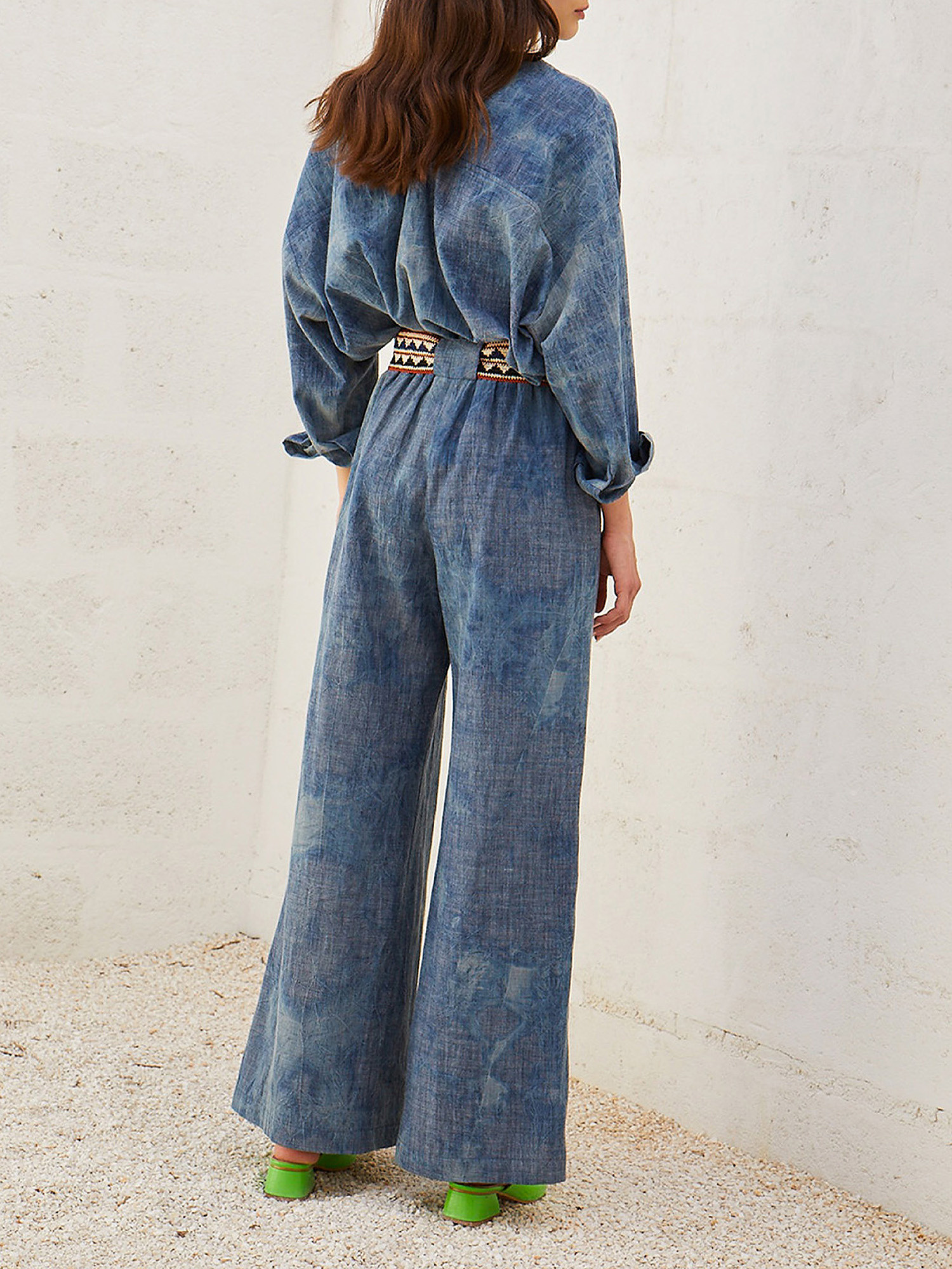 Momonì - Leona pants in tie dyed chambray, Denim, large image number 2
