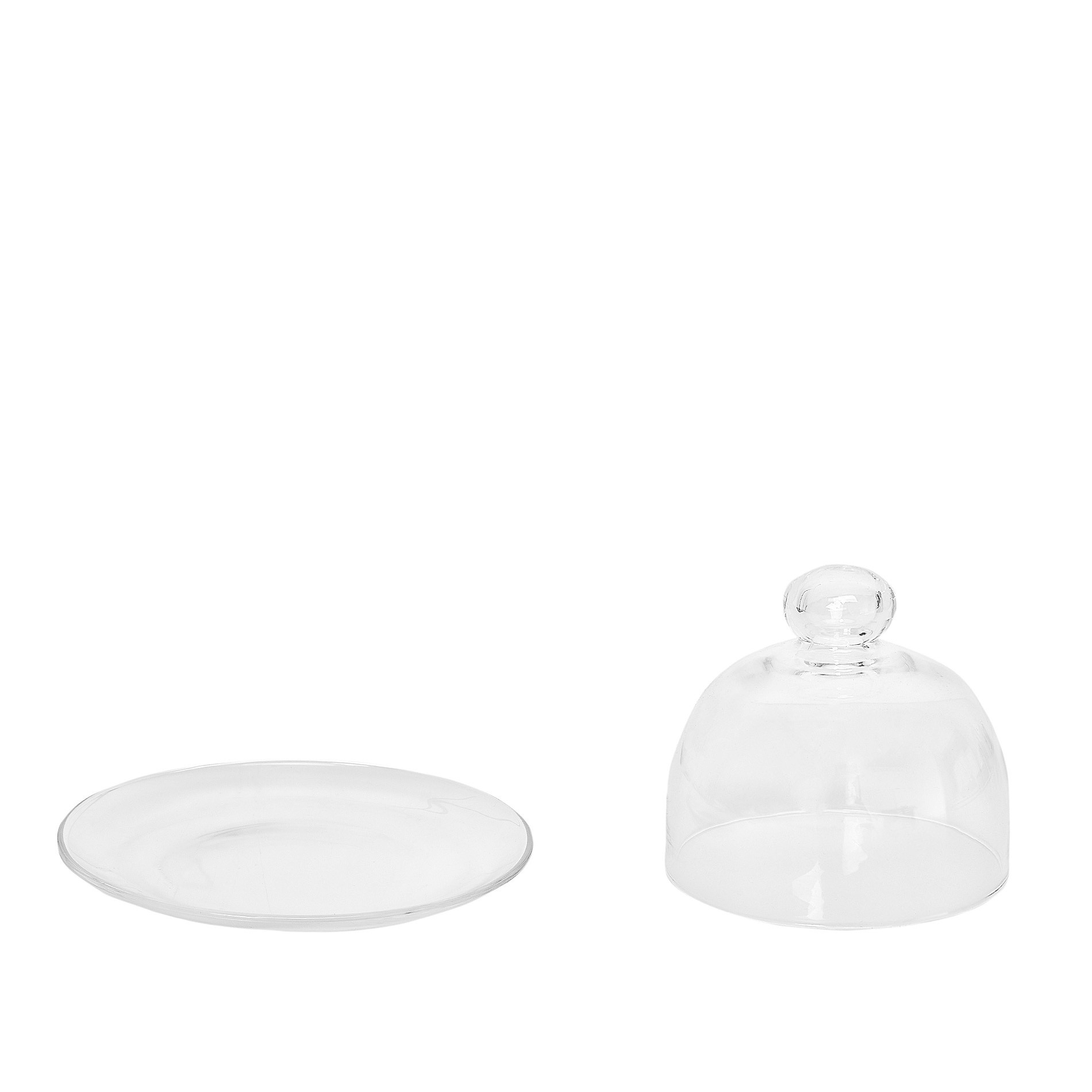 Plate with bell-shaped cover in glass, Transparent, large image number 1