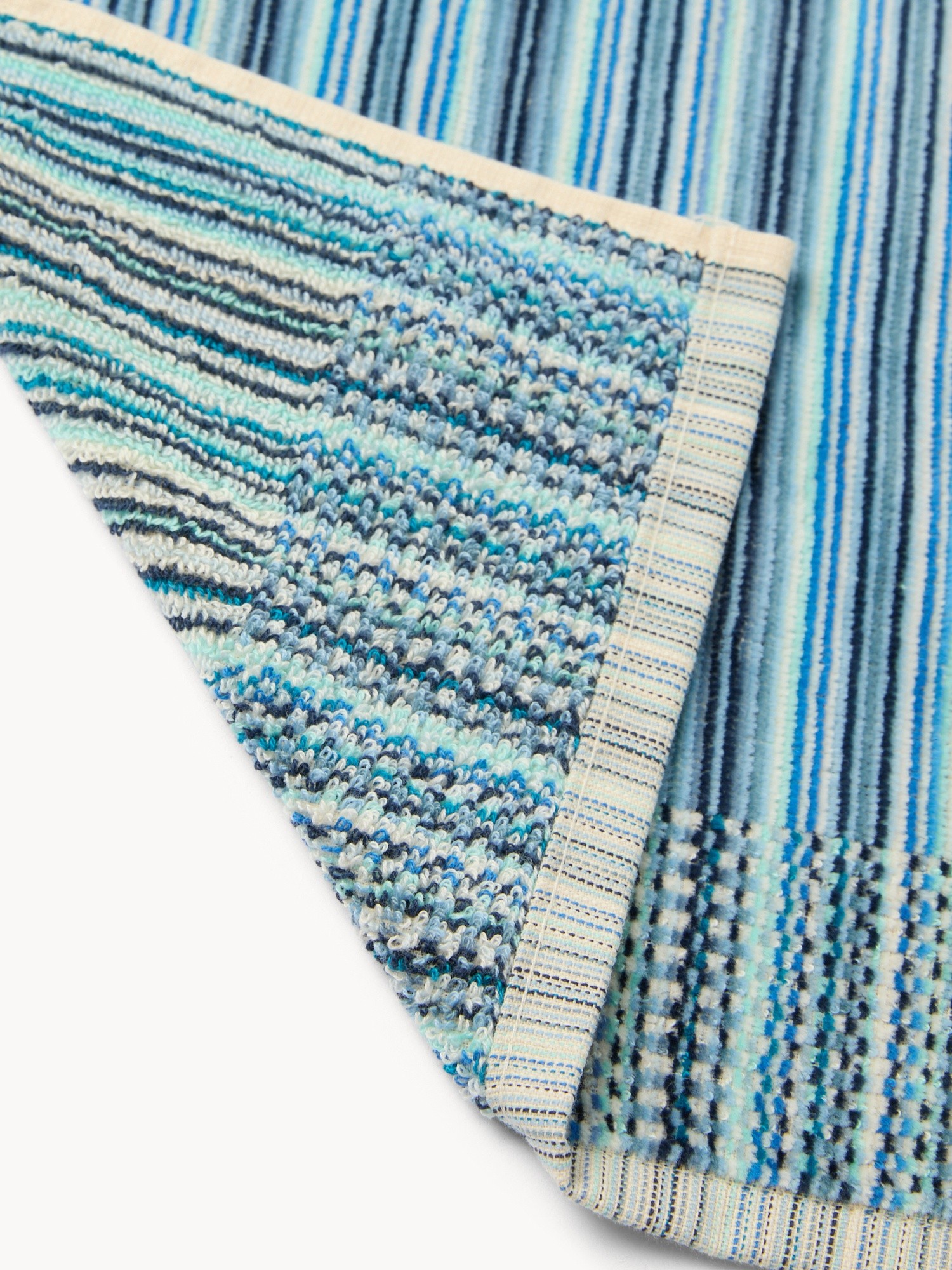 Asciugamano in velour di puro cotone con lavorazione jacquard a righe - Prezzo di lancio, Blu, large image number 2