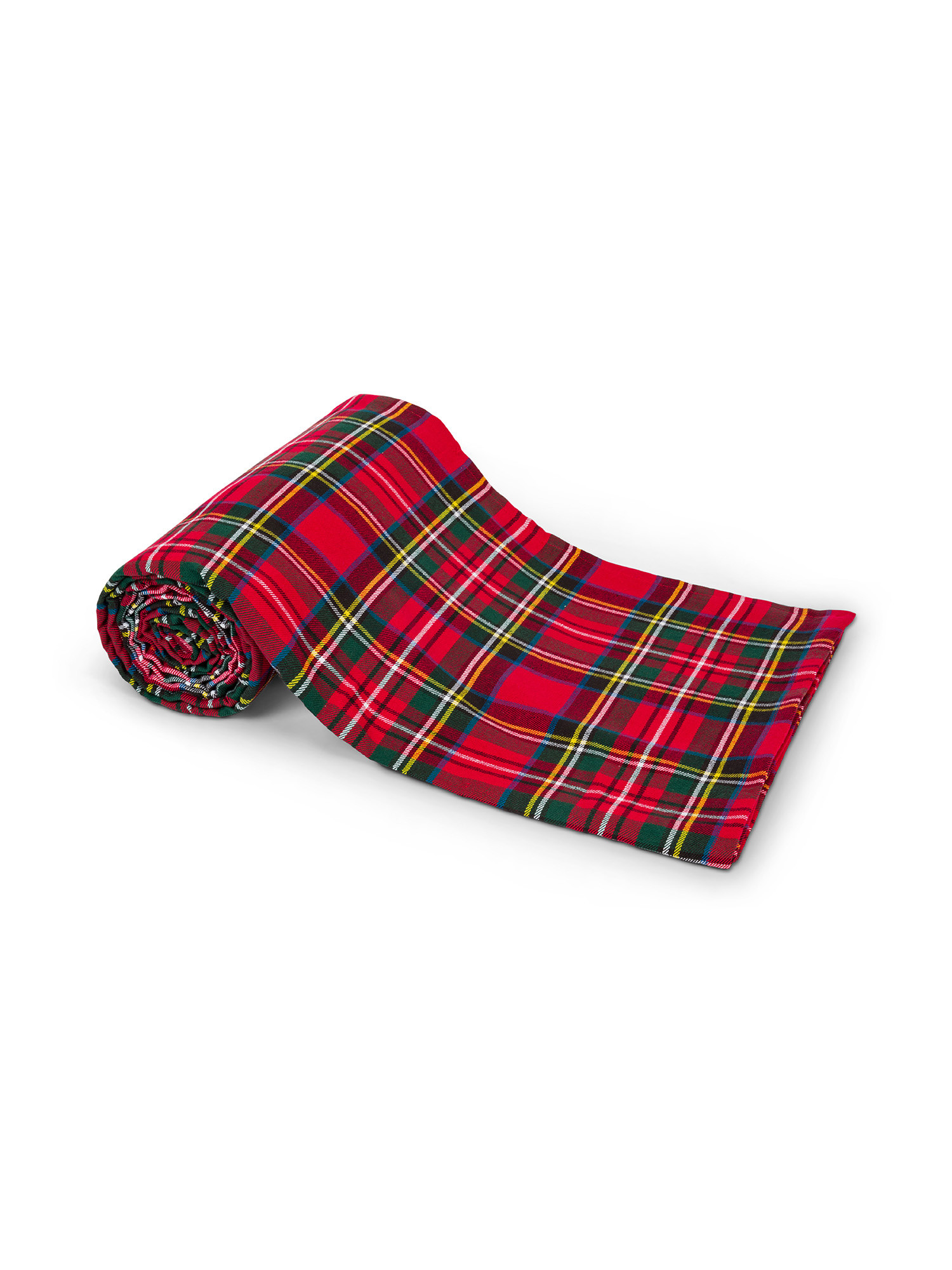 Telo arredo in cotone motivo tartan, Rosso, large image number 0