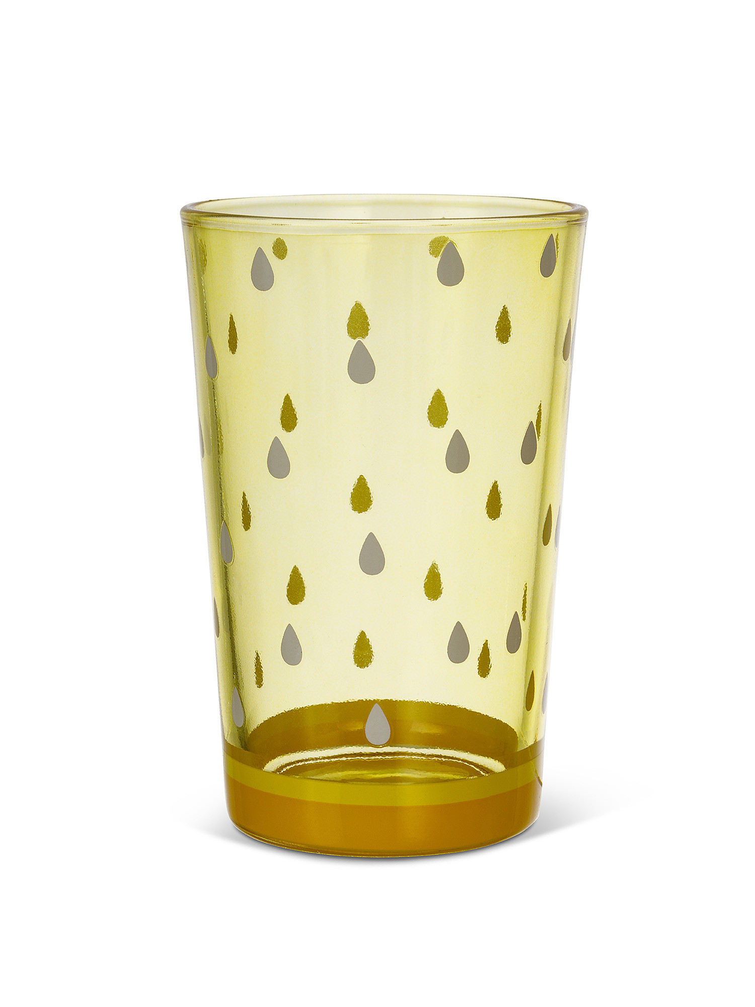 Glass tumbler with drops motif, Yellow, large image number 1
